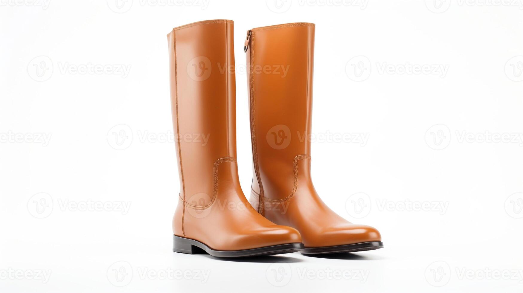 AI generated Tan Riding Boots isolated on flat white background with copy space for advertisement. Generative AI photo