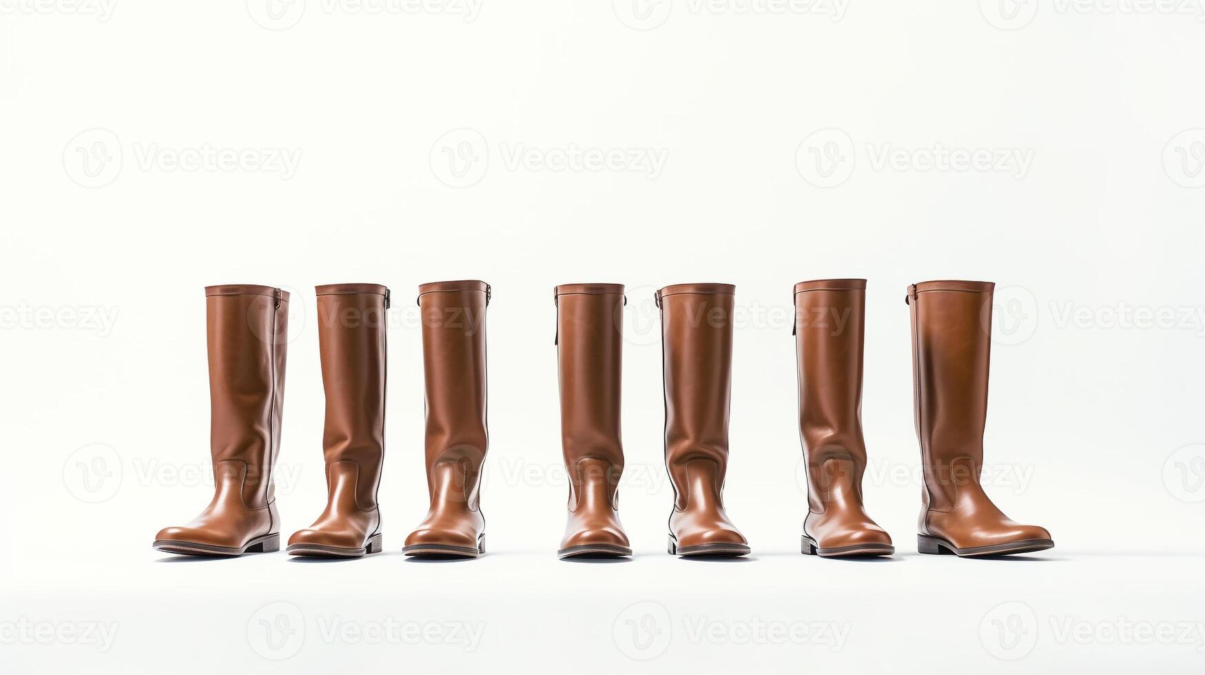 AI generated Brown Riding Boots isolated on flat white background with copy space for advertisement. Generative AI photo