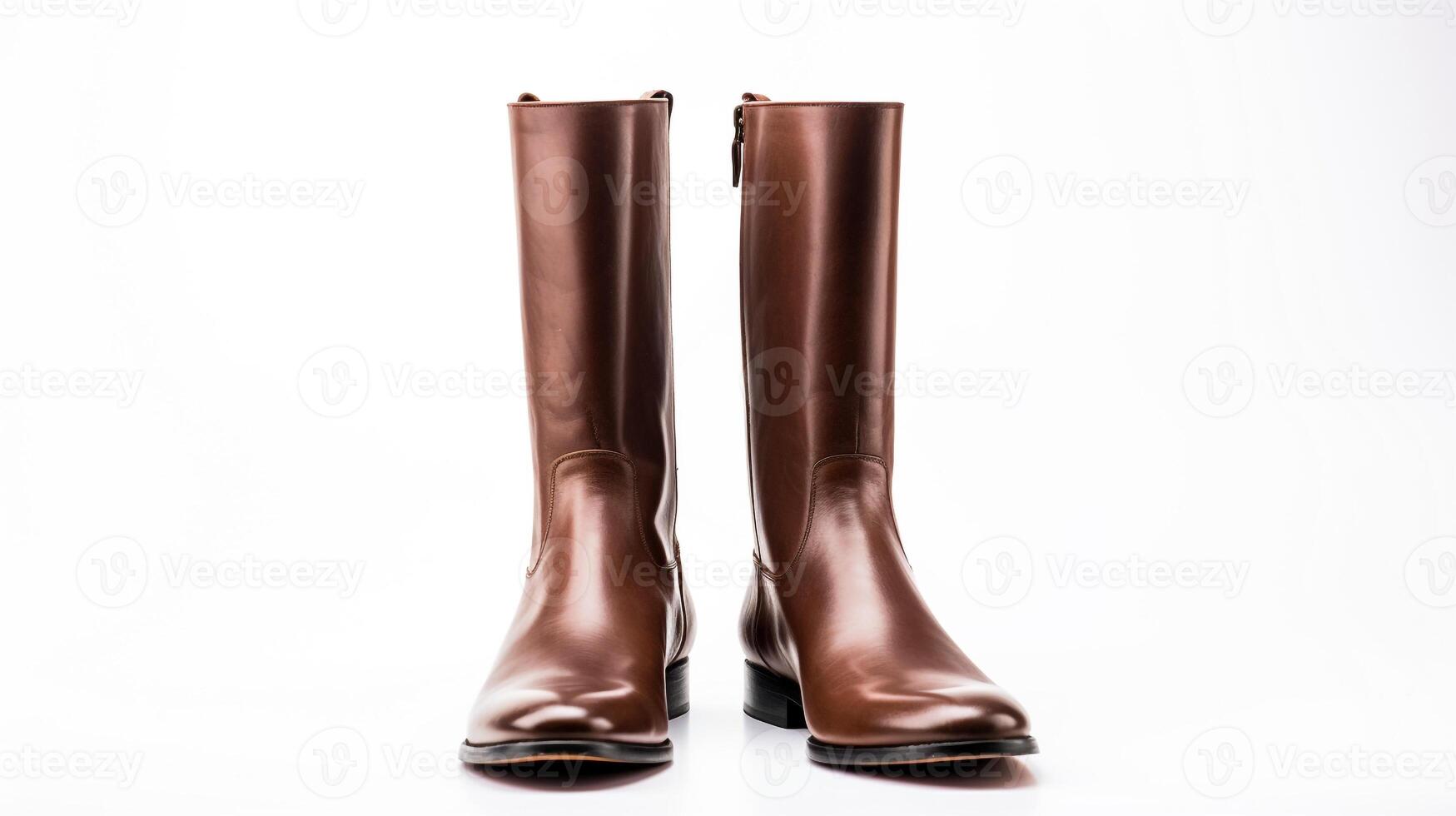 AI generated Brown Riding Boots isolated on flat white background with copy space for advertisement. Generative AI photo