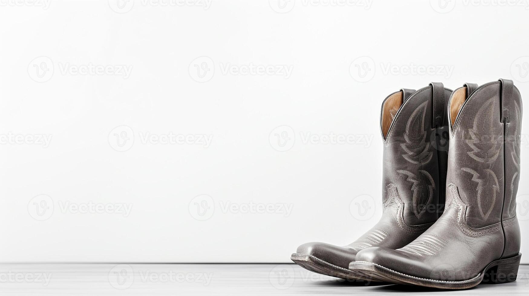 AI generated Grey Western Boots isolated on flat white background with copy space for advertisement. Generative AI photo