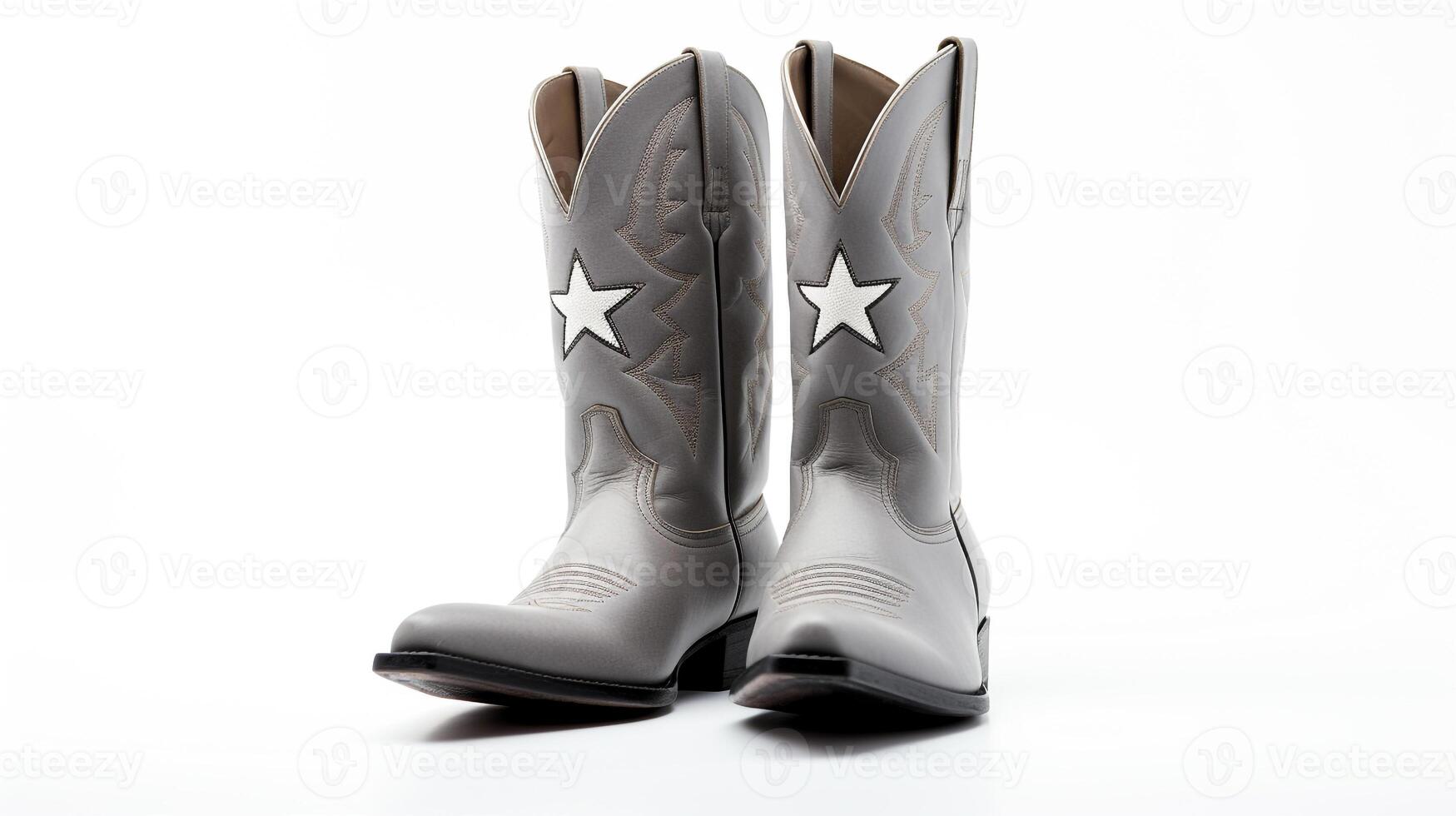 AI generated Grey Western Boots isolated on flat white background with copy space for advertisement. Generative AI photo