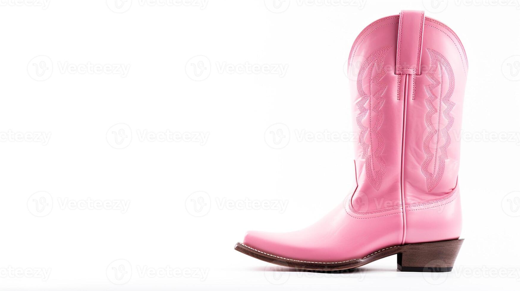 AI generated Pink Western Boots isolated on flat white background with copy space for advertisement. Generative AI photo