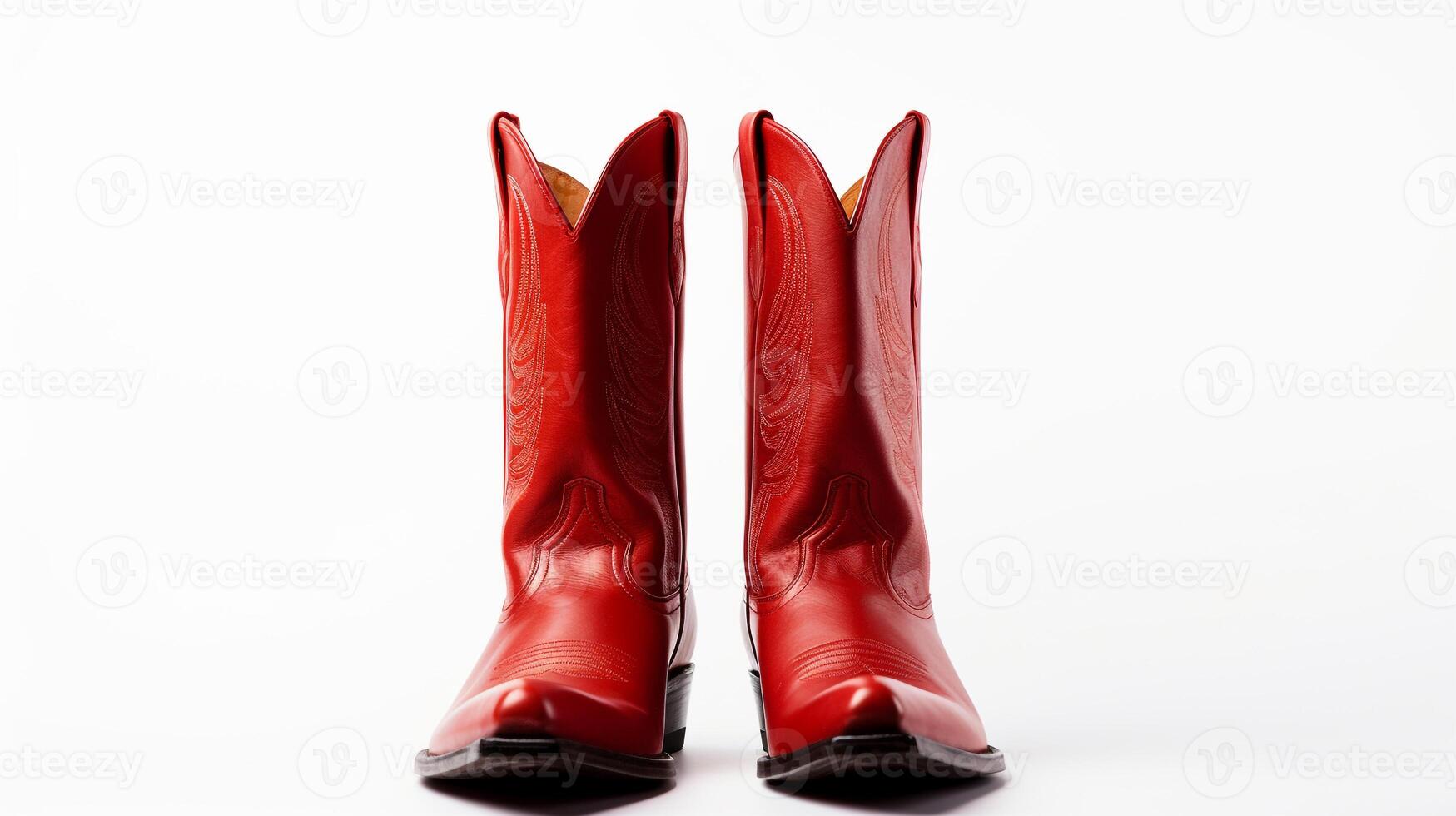 AI generated Red Western Boots isolated on flat white background with copy space for advertisement. Generative AI photo