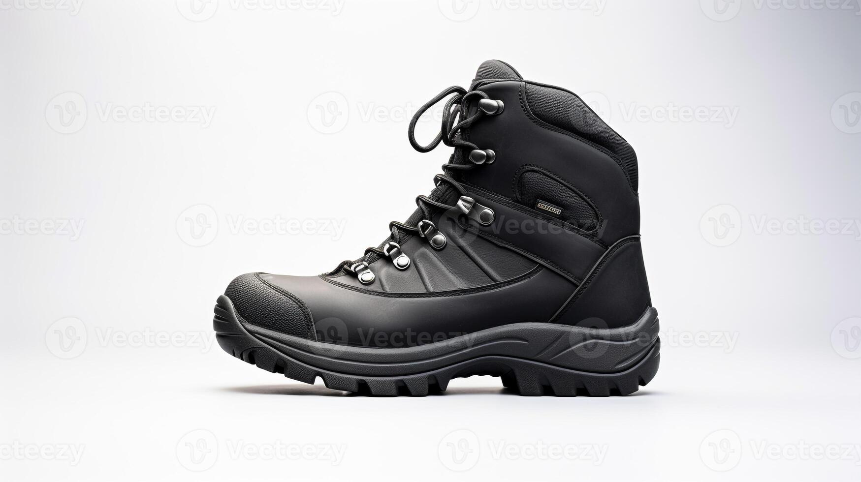 AI generated Charcoal Winter Boots isolated on flat white background with copy space for advertisement. Generative AI photo