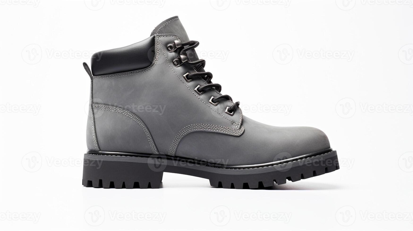 AI generated Grey Winter Boots isolated on flat white background with copy space for advertisement. Generative AI photo