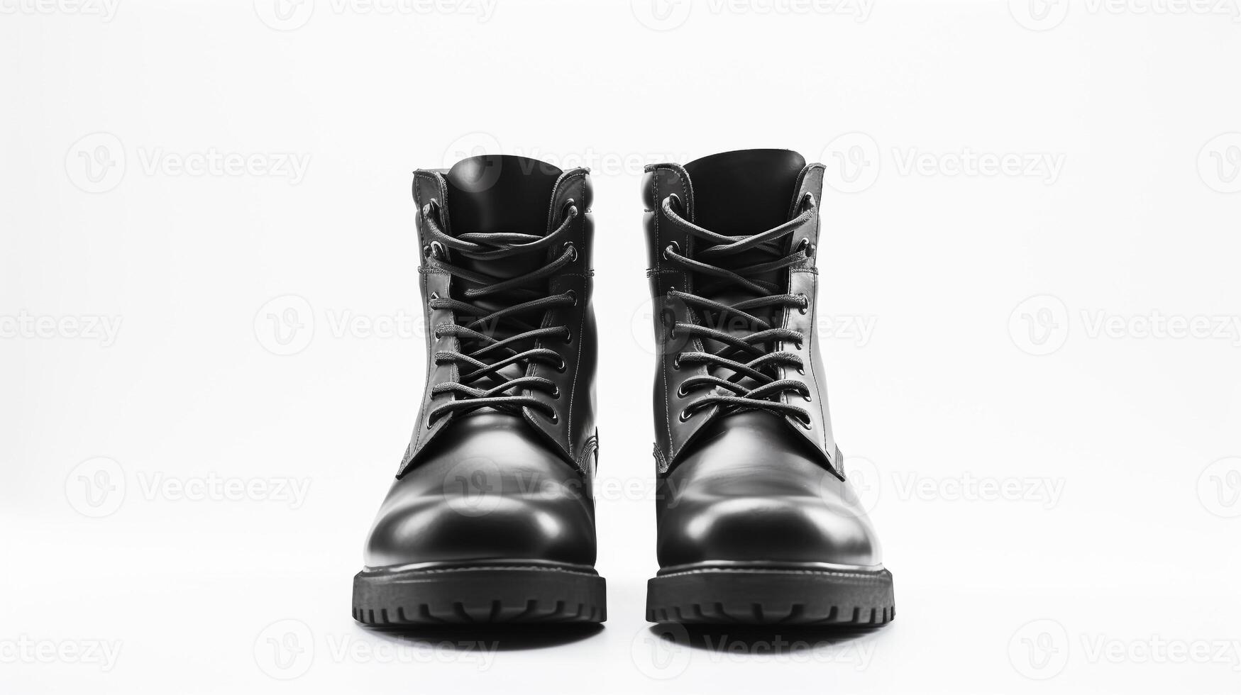 AI generated Charcoal Work Boots isolated on flat white background with copy space for advertisement. Generative AI photo
