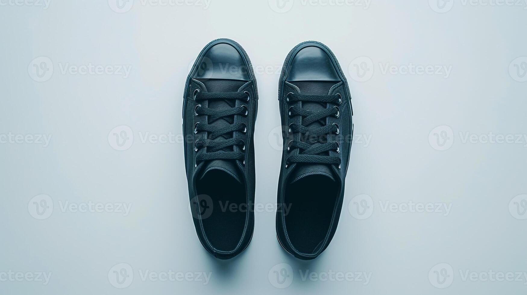 AI generated Black canvas shoes isolated on flat white background with copy space for advertisement. Generative AI photo