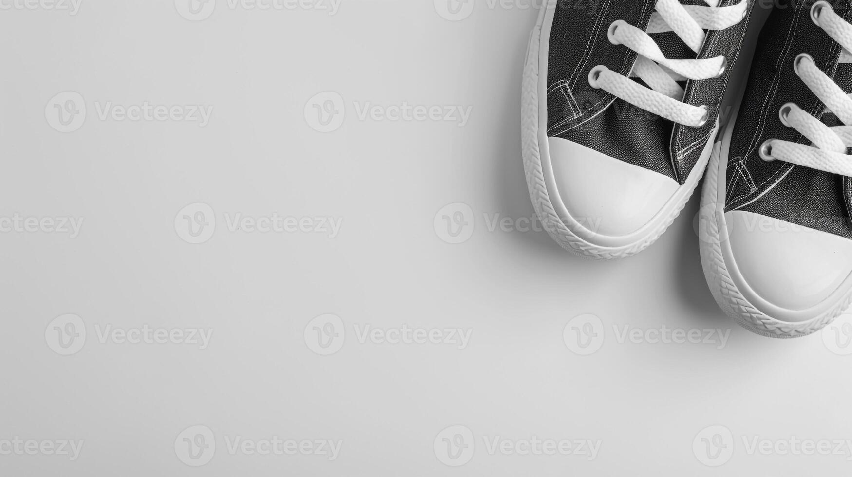 AI generated Charcoal canvas shoes isolated on flat white background with copy space for advertisement. Generative AI photo