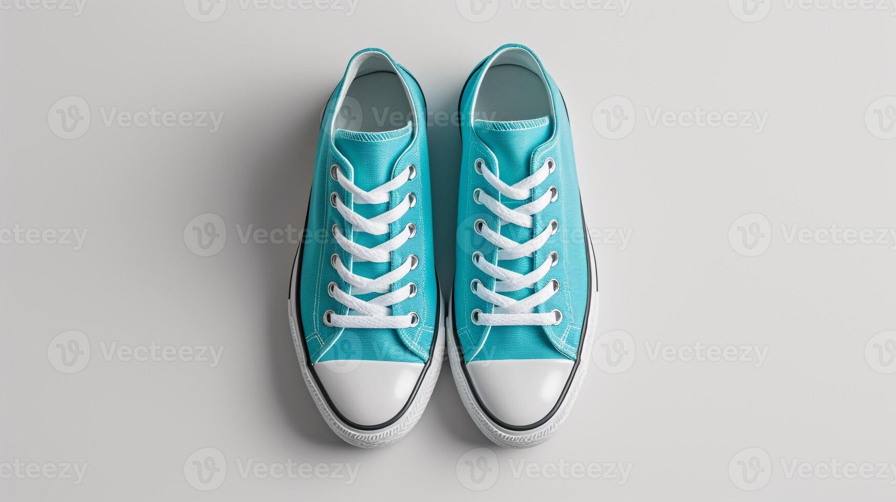 AI generated Cyan canvas shoes isolated on flat white background with copy space for advertisement. Generative AI photo