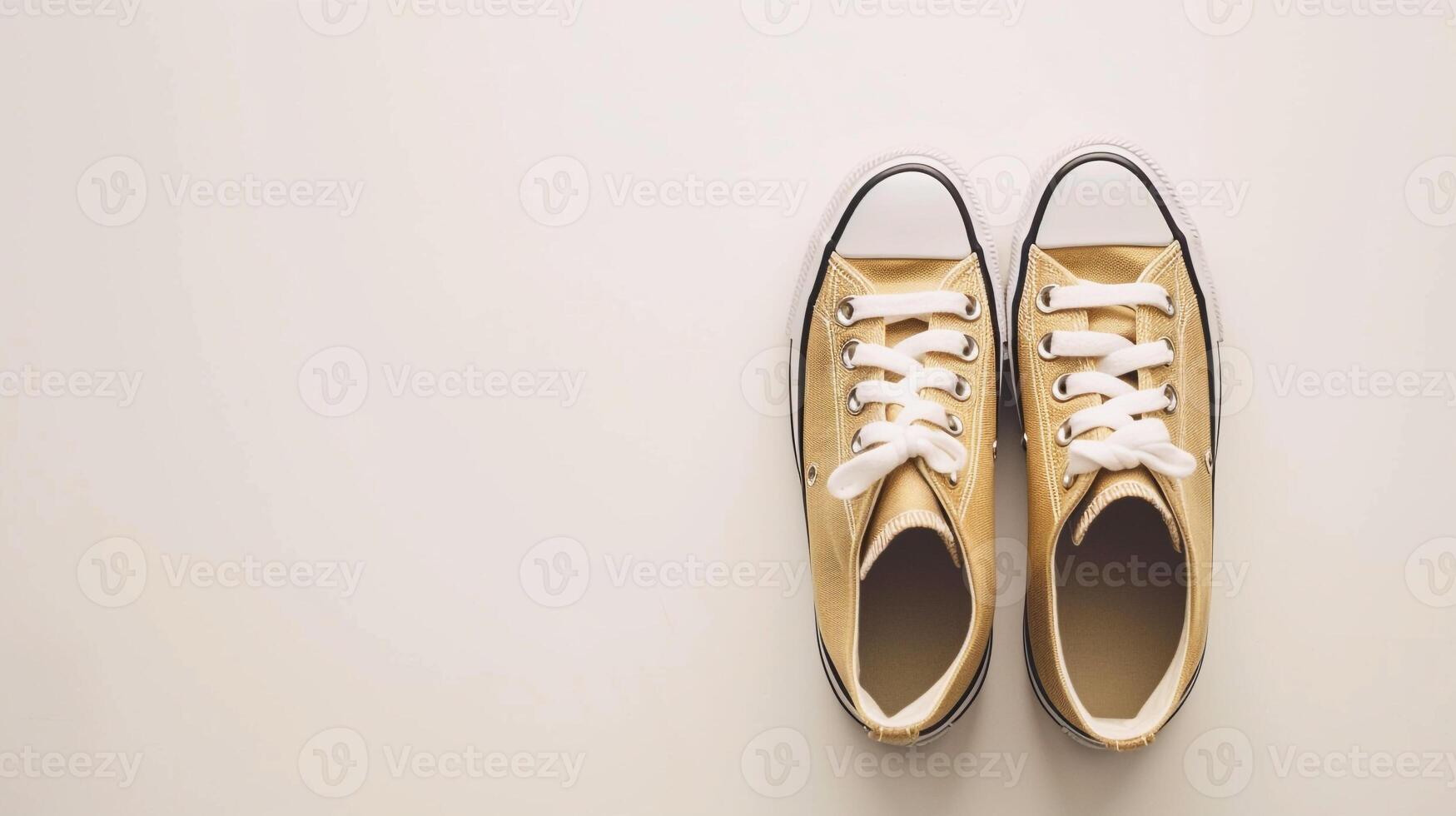 AI generated Cyan canvas shoes isolated on flat white background with copy space for advertisement. Generative AI photo