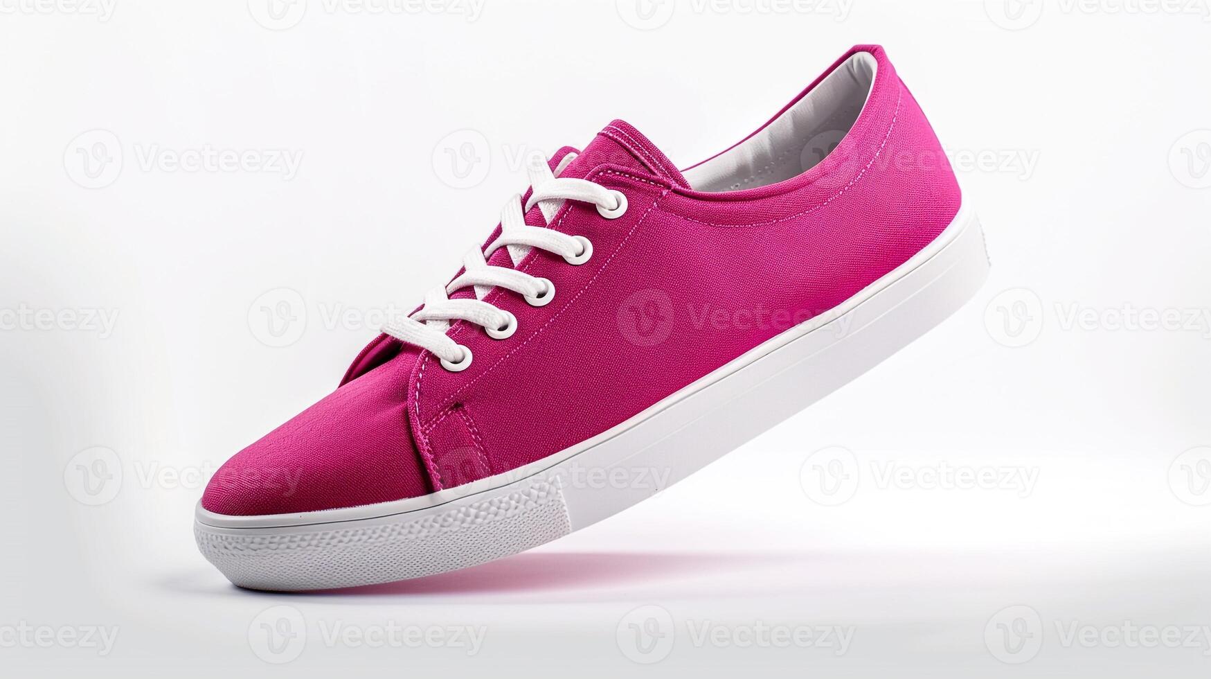 AI generated Magenta canvas shoes isolated on flat white background with copy space for advertisement. Generative AI photo