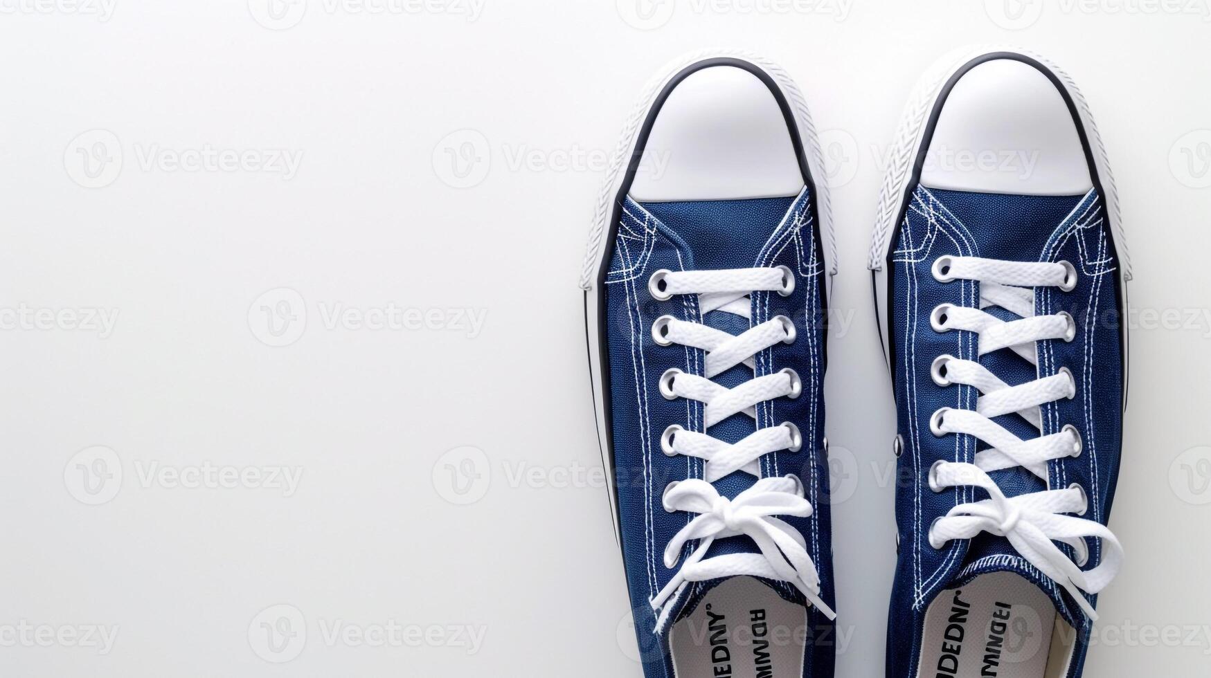 AI generated Indigo canvas shoes isolated on flat white background with copy space for advertisement. Generative AI photo