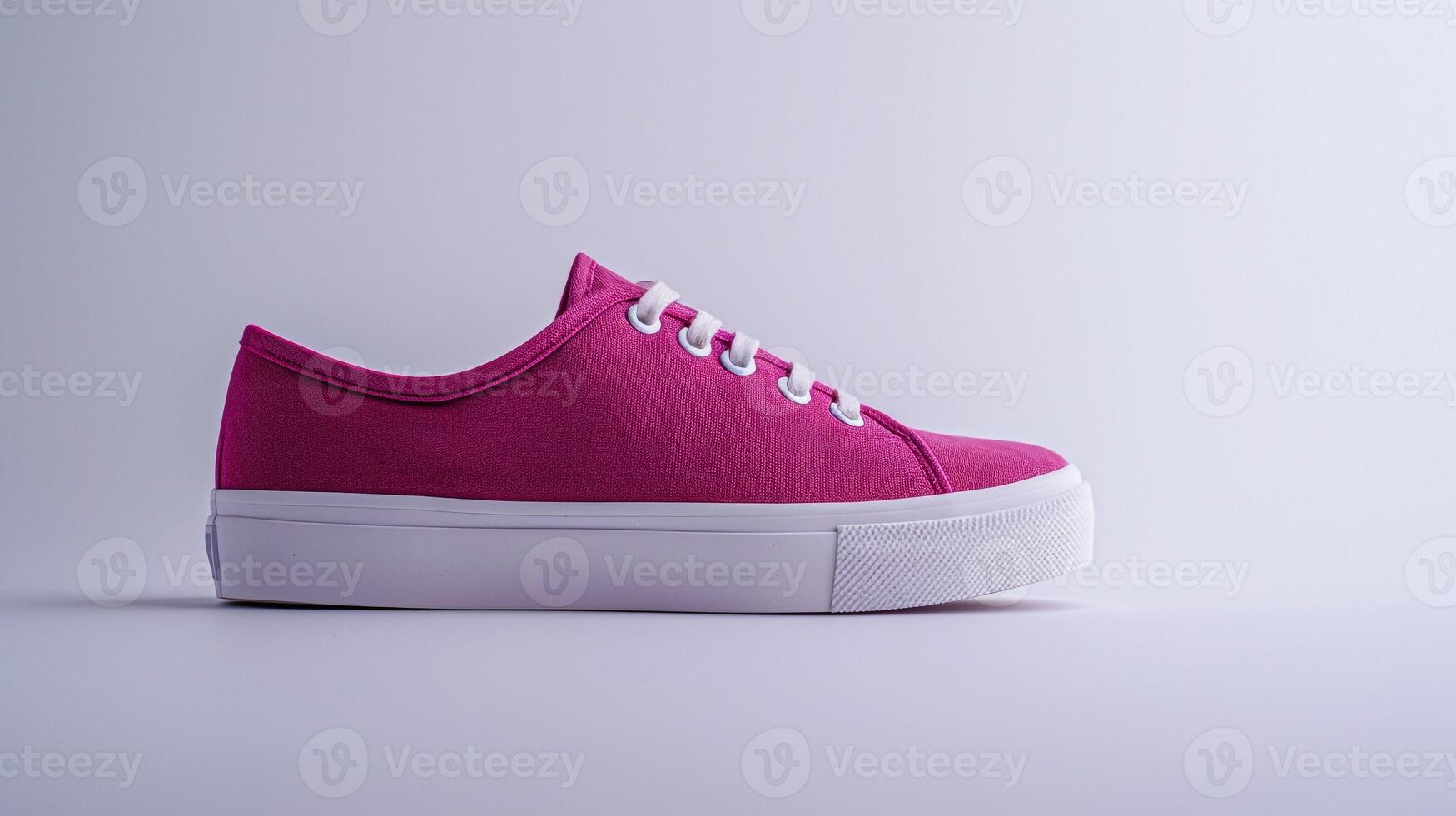 AI generated Magenta canvas shoes isolated on flat white background with copy space for advertisement. Generative AI photo