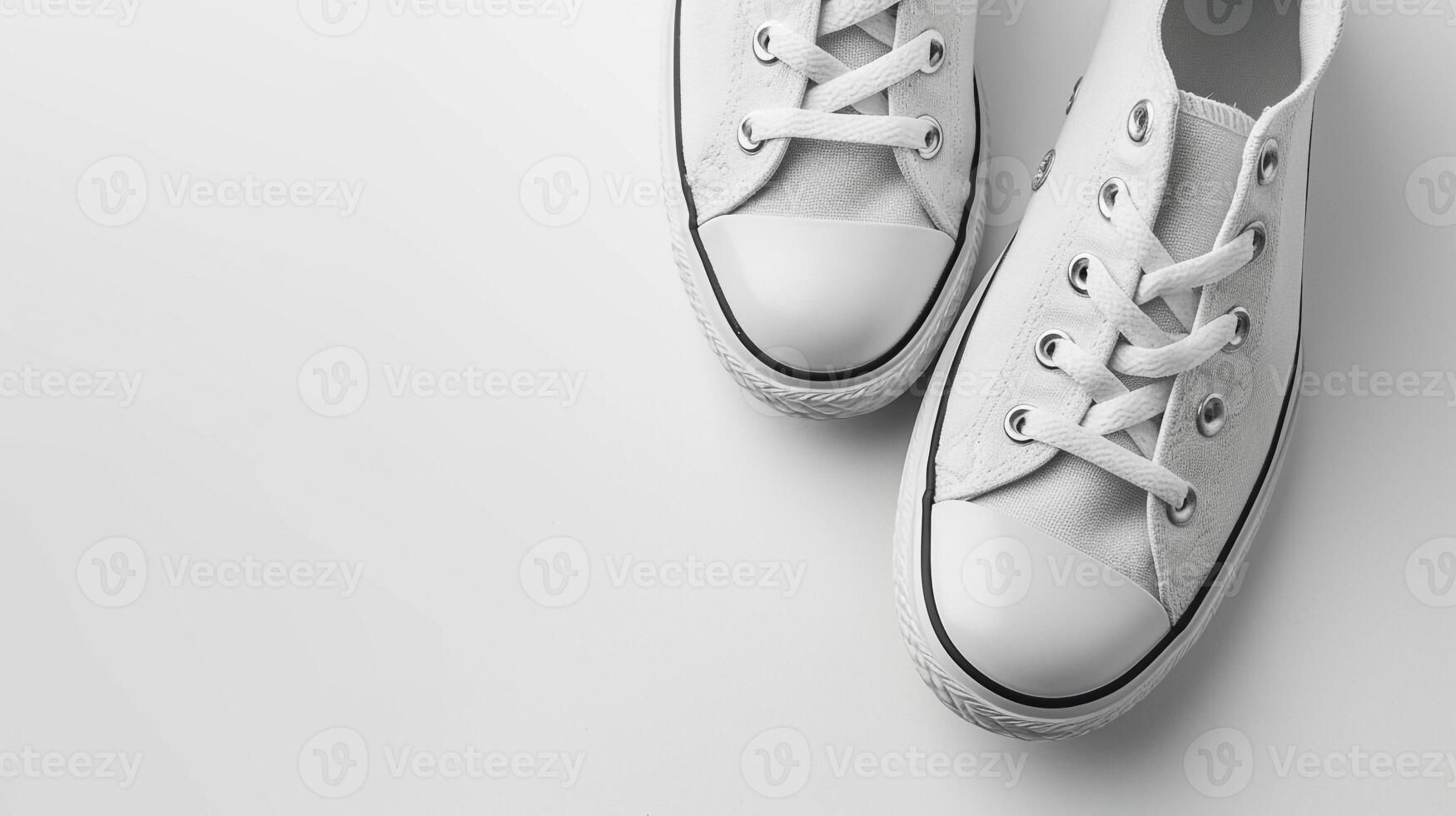AI generated Silver canvas shoes isolated on flat white background with copy space for advertisement. Generative AI photo