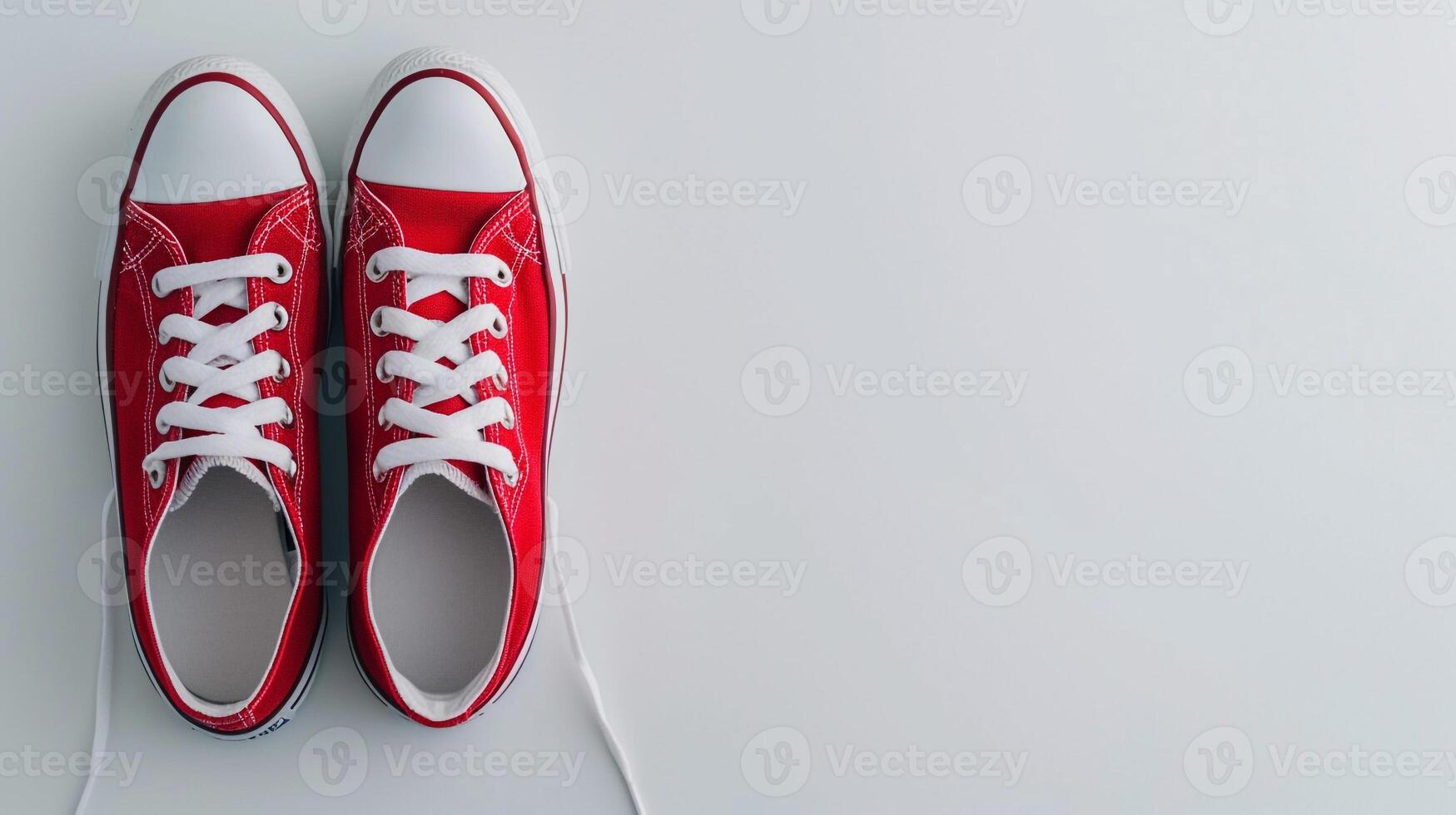 ai generado rojo lona Zapatos aislado en plano blanco antecedentes con Copiar espacio para anuncio publicitario. generativo ai foto