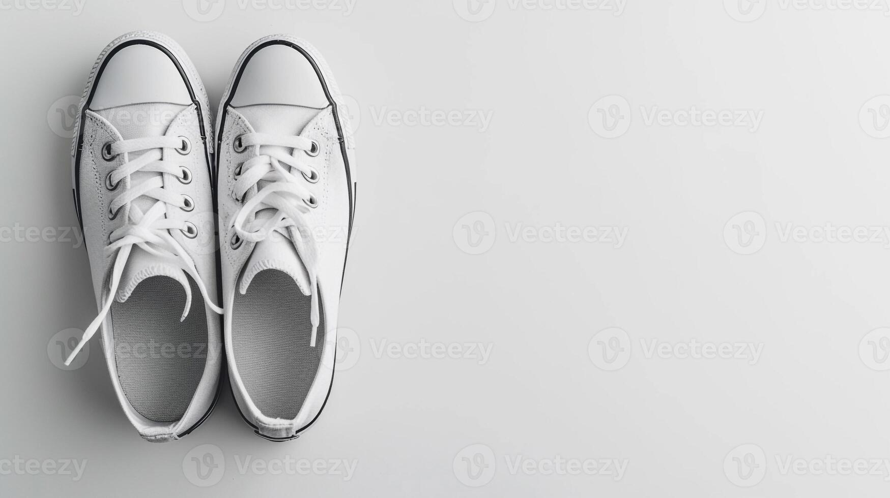 AI generated Silver canvas shoes isolated on flat white background with copy space for advertisement. Generative AI photo