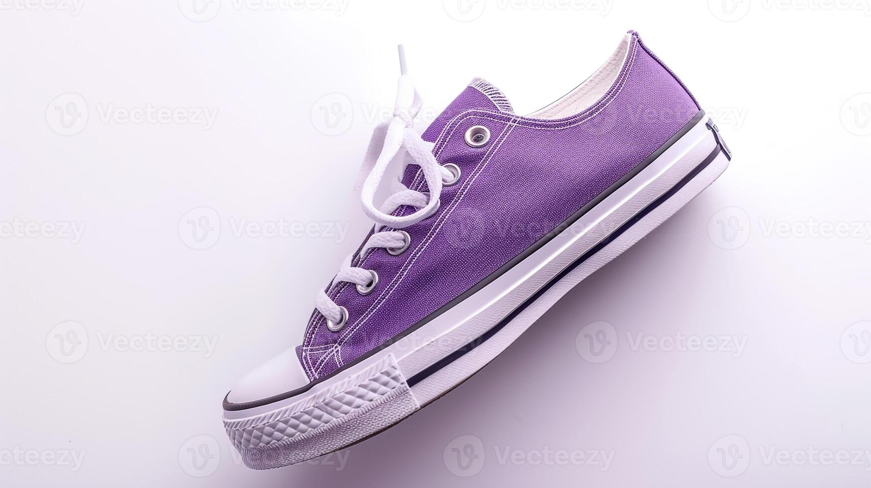 AI generated Violet canvas shoes isolated on flat white background with copy space for advertisement. Generative AI photo