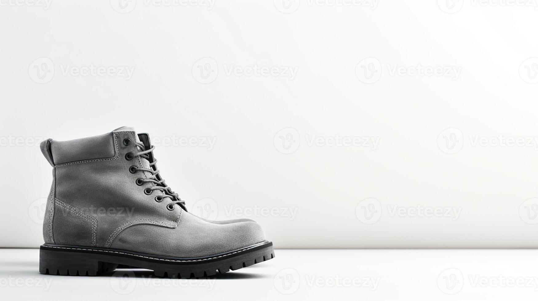 AI generated Grey Ankle Boots isolated on white background with copy space for advertisement. Generative AI photo