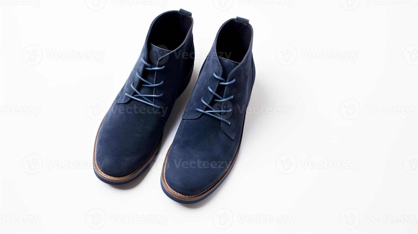 AI generated Indigo Ankle Boots isolated on white background with copy space for advertisement. Generative AI photo