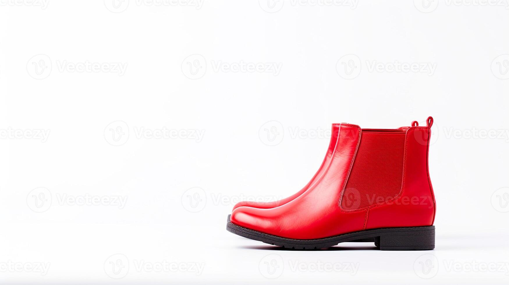 AI generated Red Ankle Boots isolated on white background with copy space for advertisement. Generative AI photo