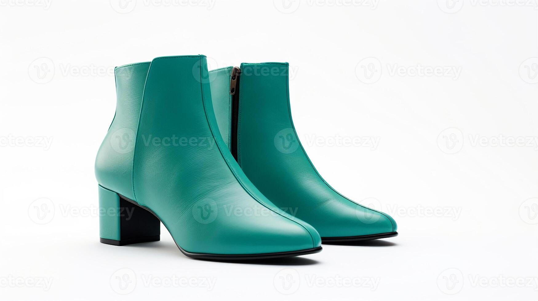 AI generated Teal Ankle Boots isolated on white background with copy space for advertisement. Generative AI photo