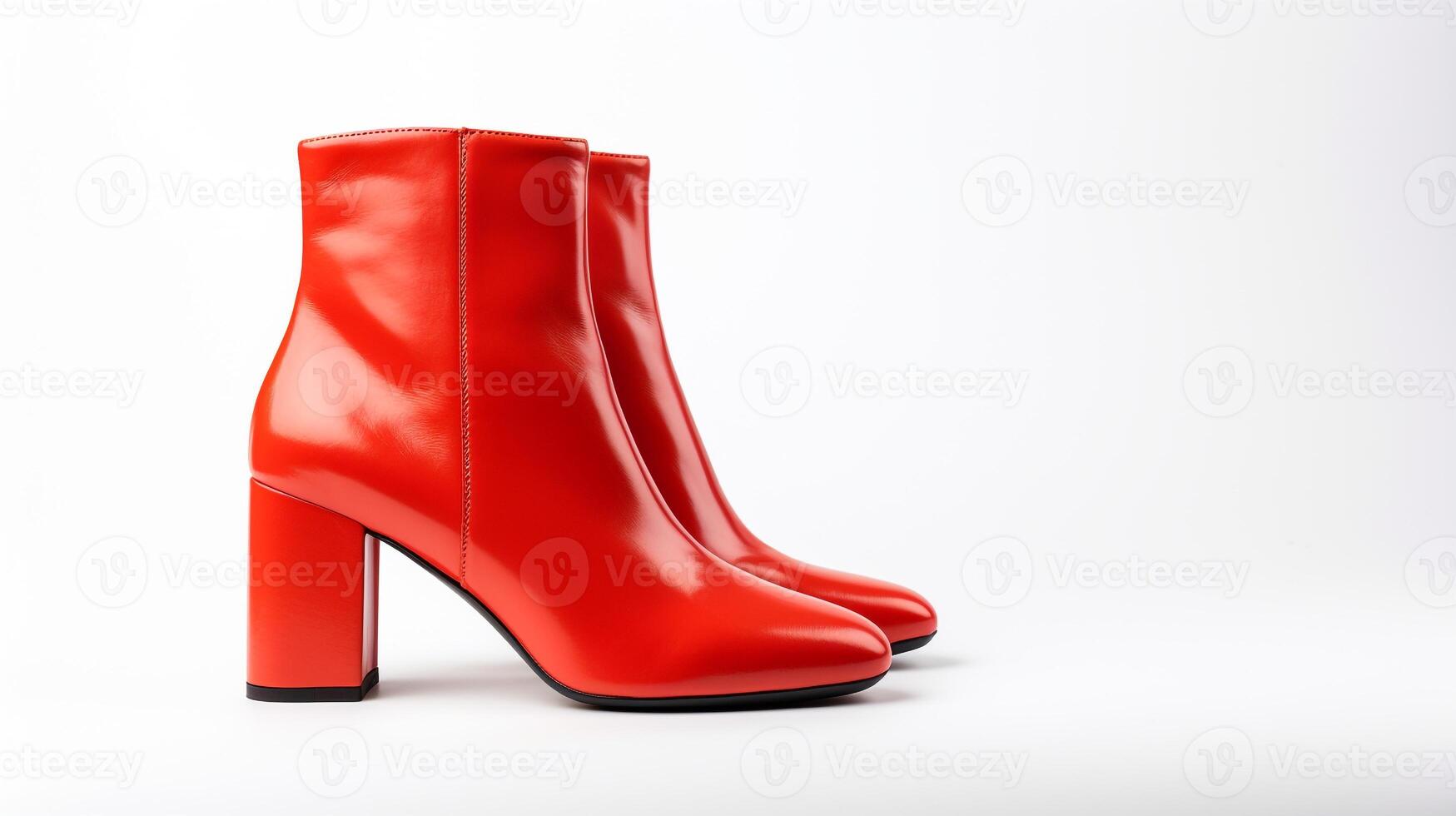 AI generated Vermilion Ankle Boots isolated on white background with copy space for advertisement. Generative AI photo