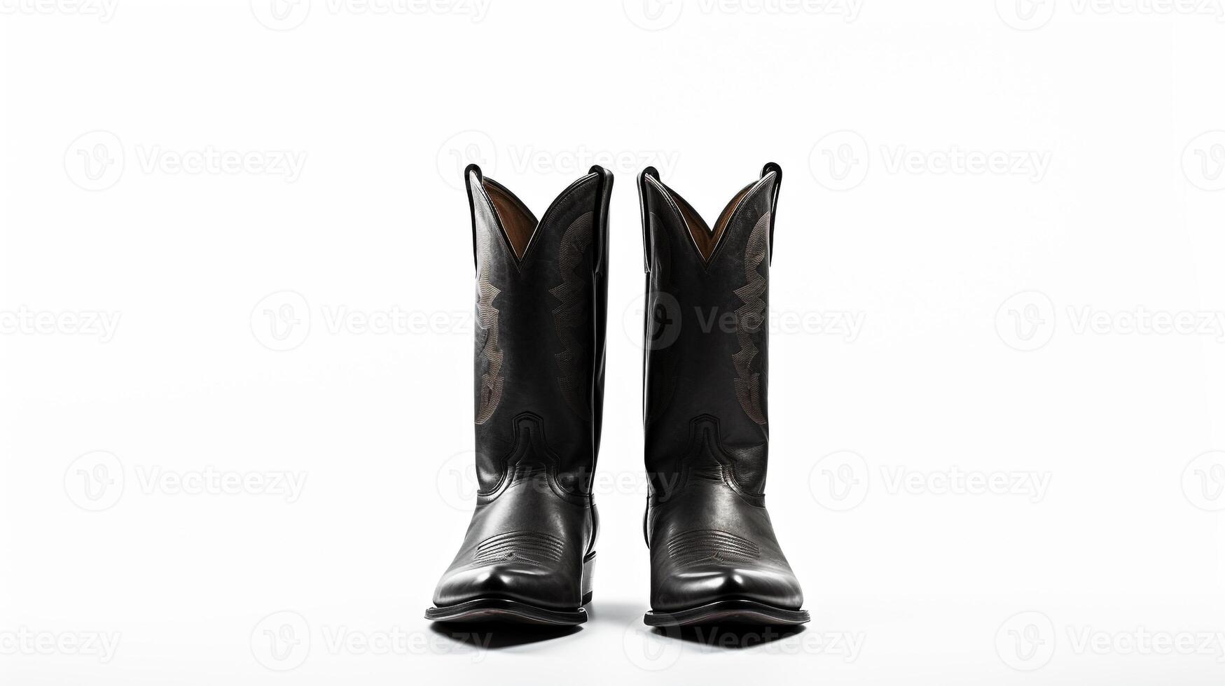AI generated Charcoal Cowboy Boots isolated on white background with copy space for advertisement. Generative AI photo