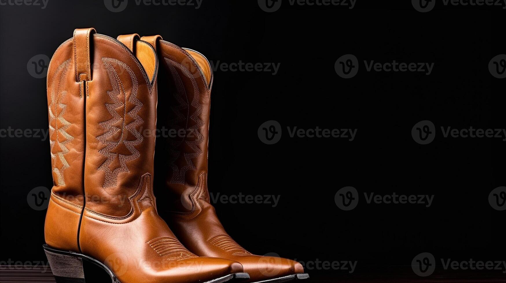 AI generated Brown Cowboy Boots isolated on white background with copy space for advertisement. Generative AI photo