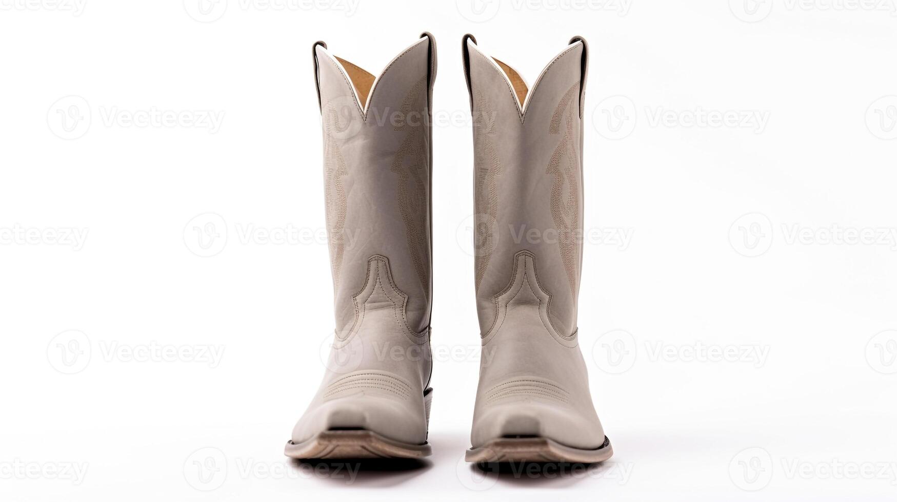 AI generated Grey Cowboy Boots isolated on white background with copy space for advertisement. Generative AI photo