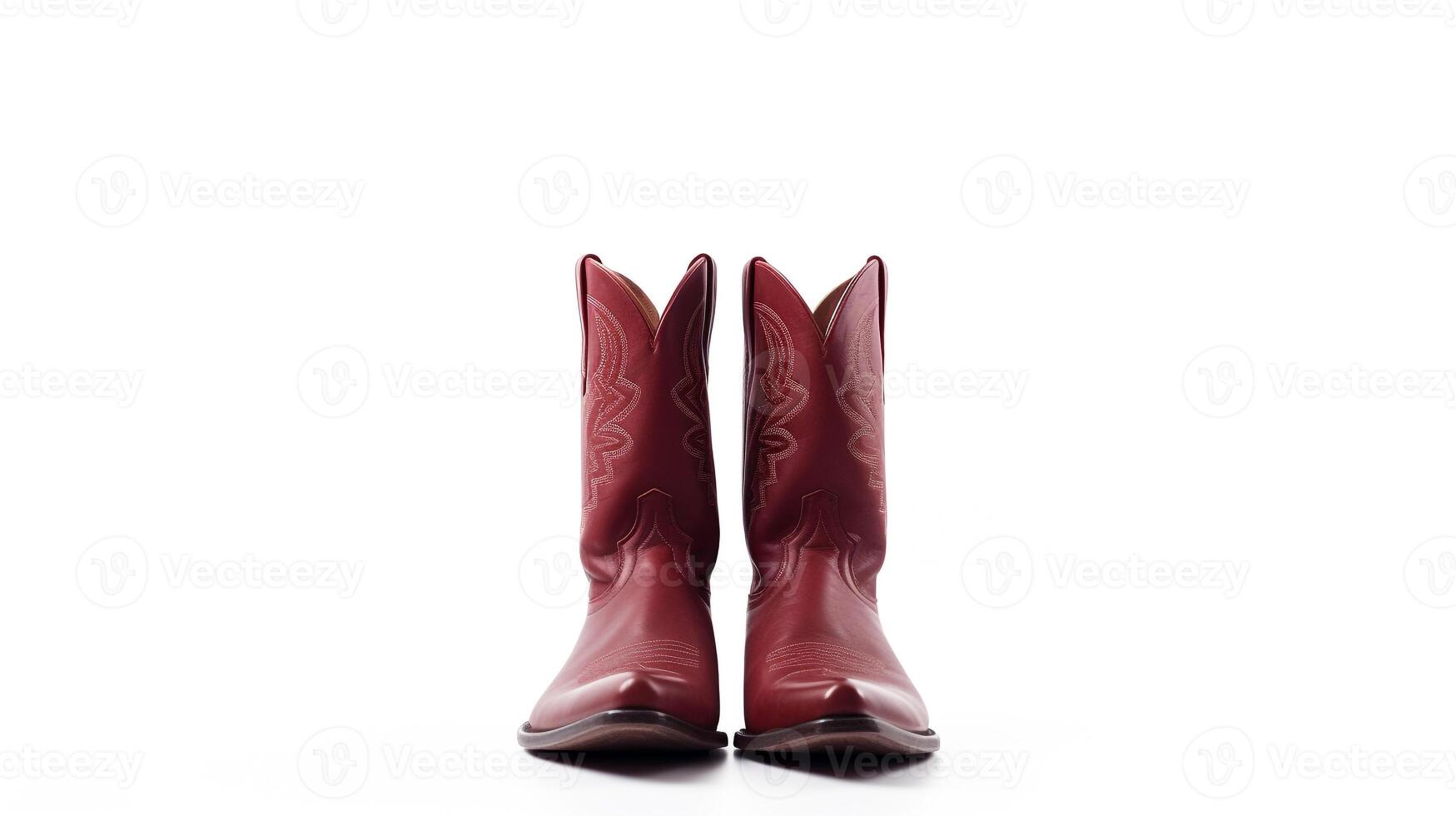 AI generated Maroon Cowboy Boots isolated on white background with copy space for advertisement. Generative AI photo