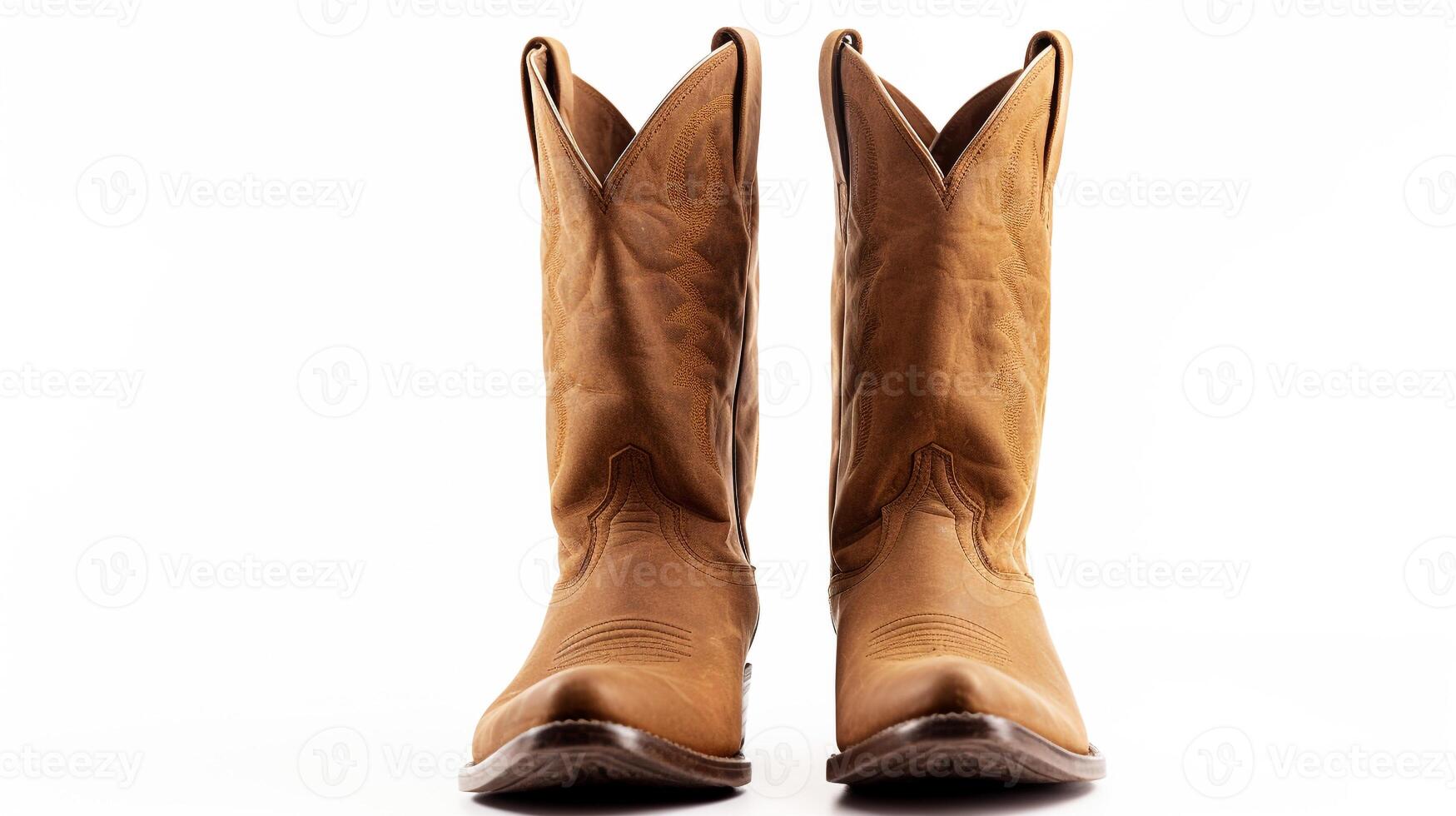 AI generated Olive Cowboy Boots isolated on white background with copy space for advertisement. Generative AI photo