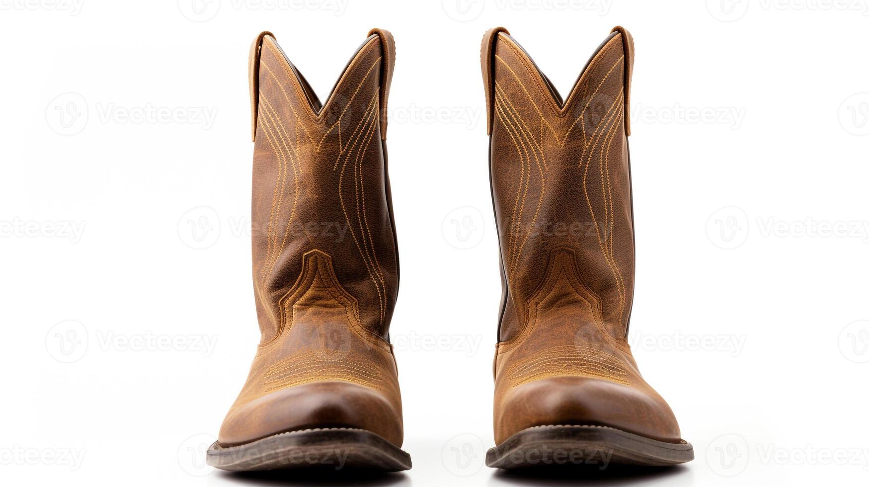 AI generated Olive Cowboy Boots isolated on white background with copy space for advertisement. Generative AI photo