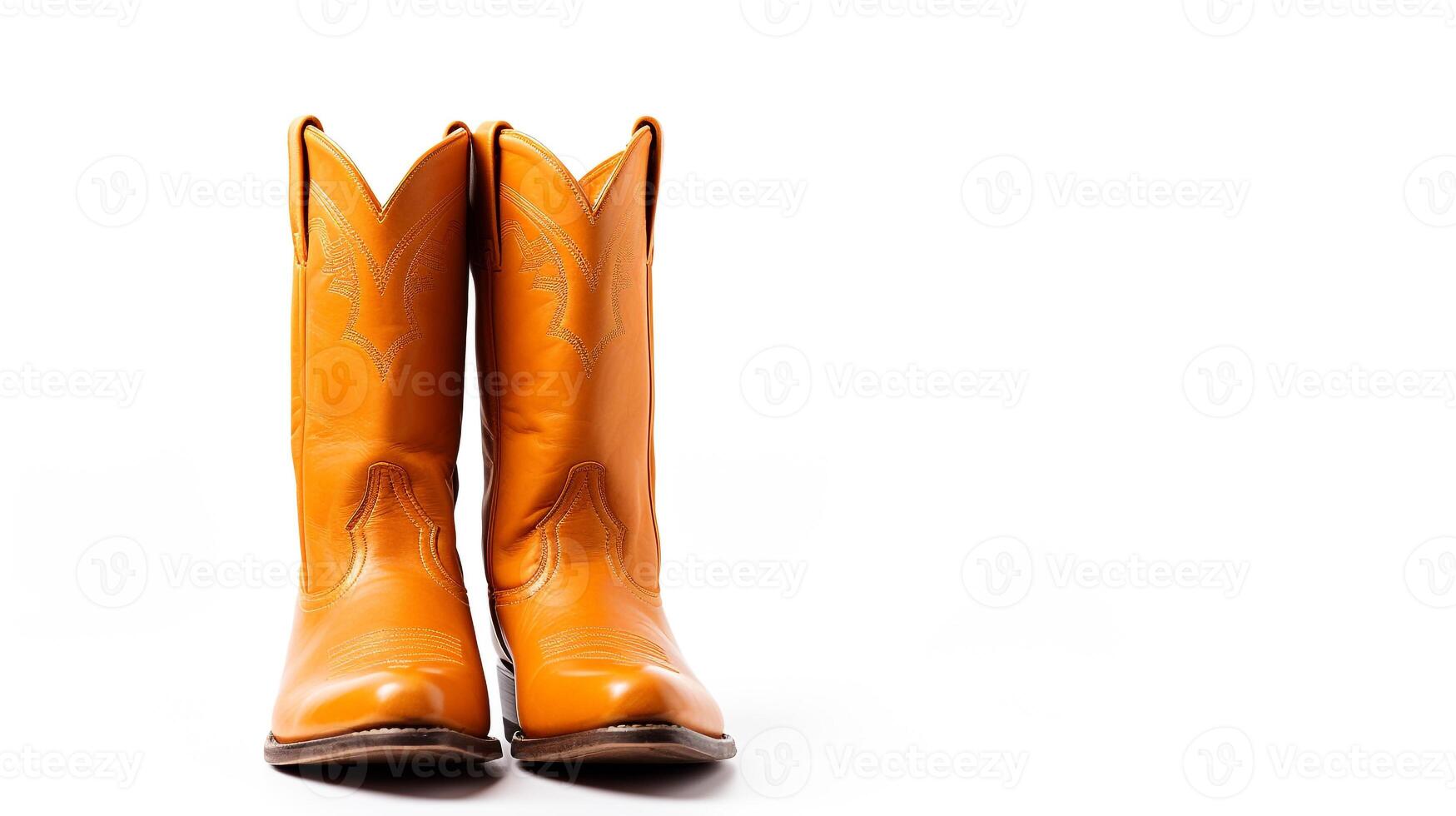 AI generated Orange Cowboy Boots isolated on white background with copy space for advertisement. Generative AI photo