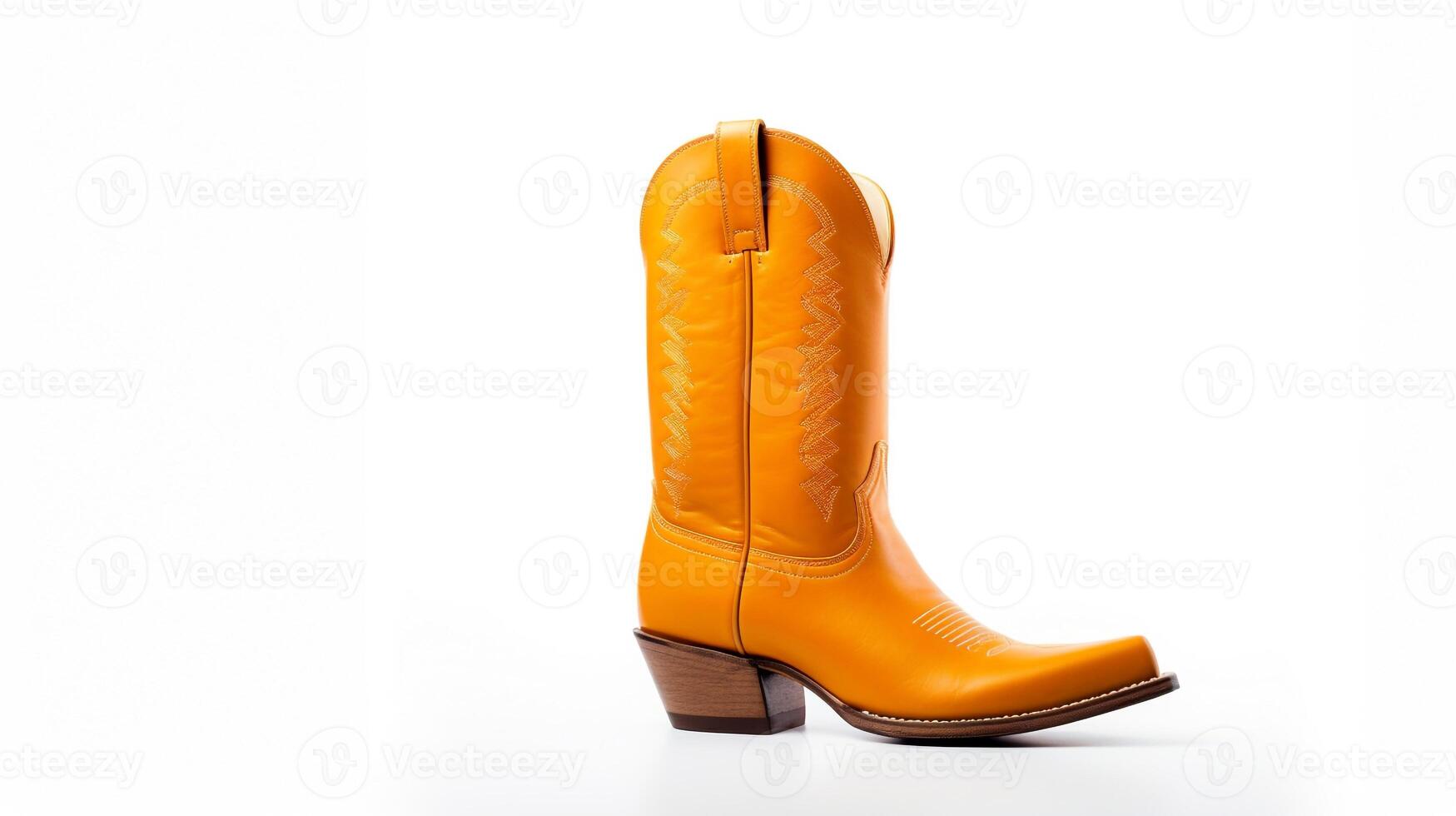 AI generated Orange Cowboy Boots isolated on white background with copy space for advertisement. Generative AI photo