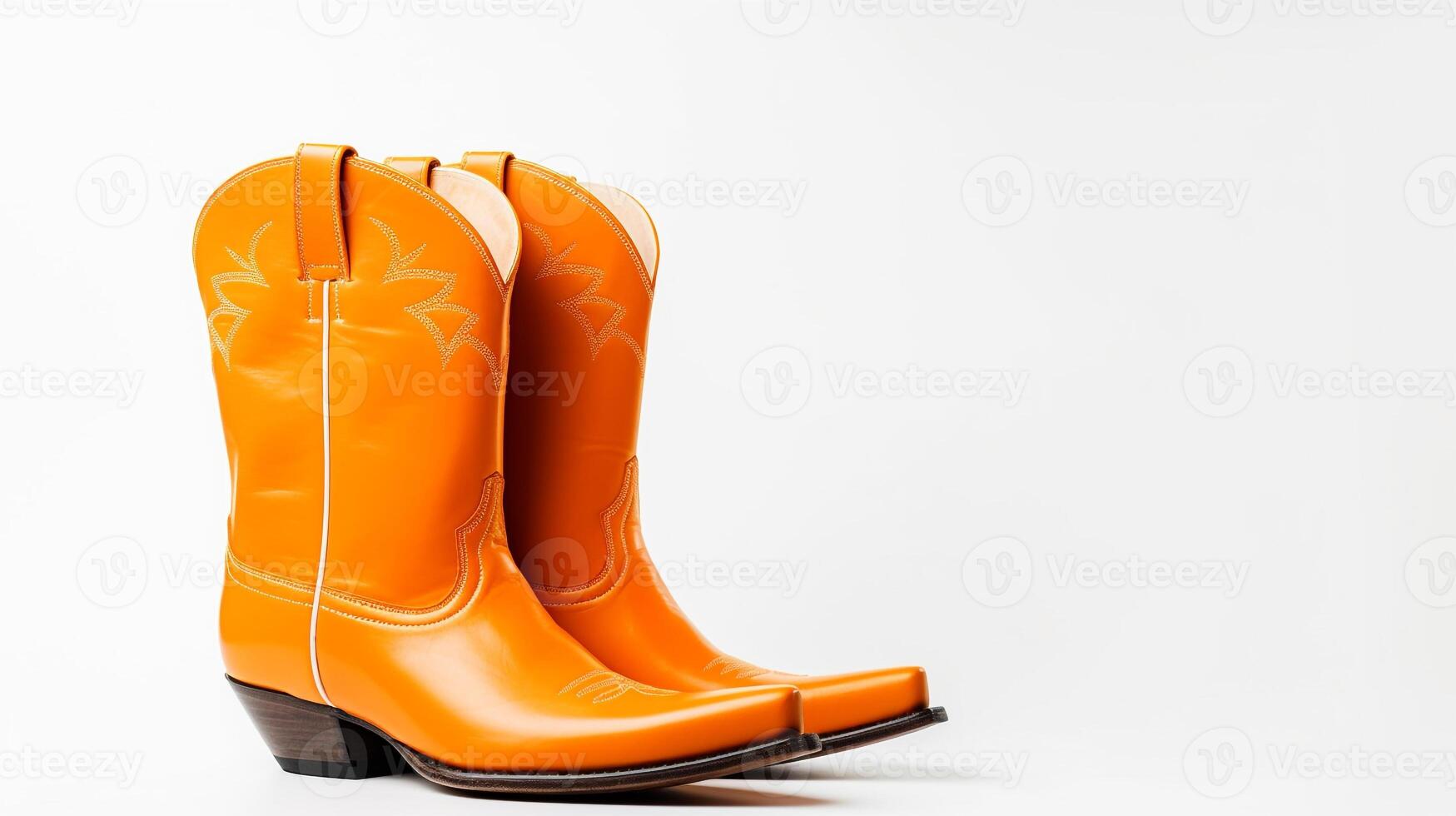 AI generated Orange Cowboy Boots isolated on white background with copy space for advertisement. Generative AI photo