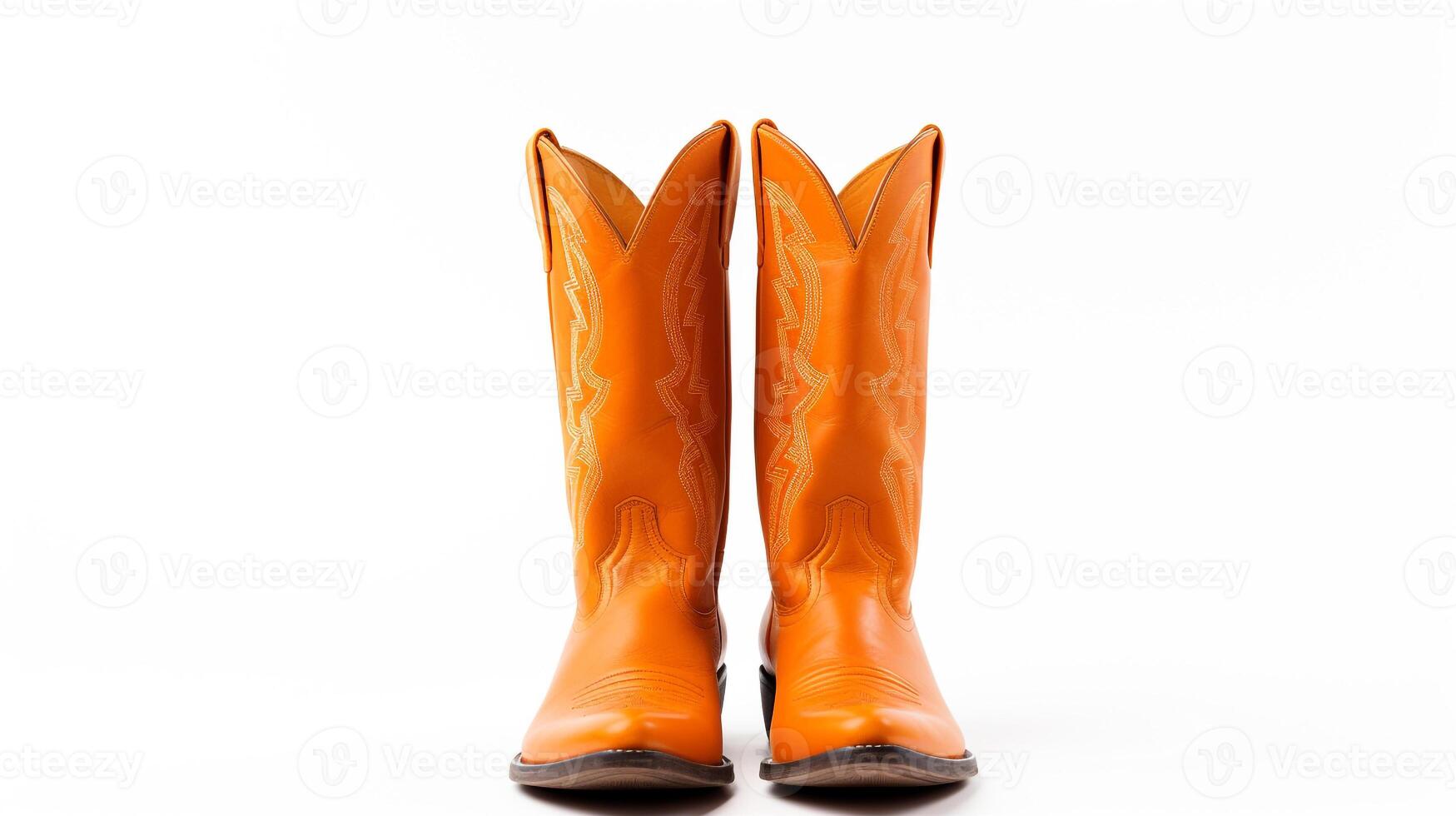 AI generated Orange Cowboy Boots isolated on white background with copy space for advertisement. Generative AI photo