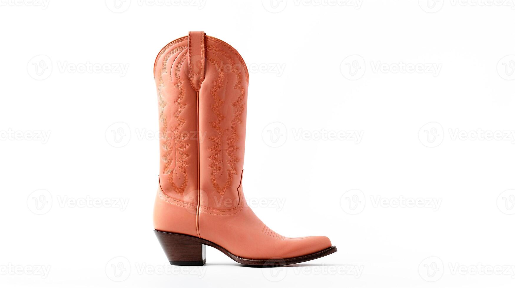 AI generated Peach Cowboy Boots isolated on white background with copy space for advertisement. Generative AI photo