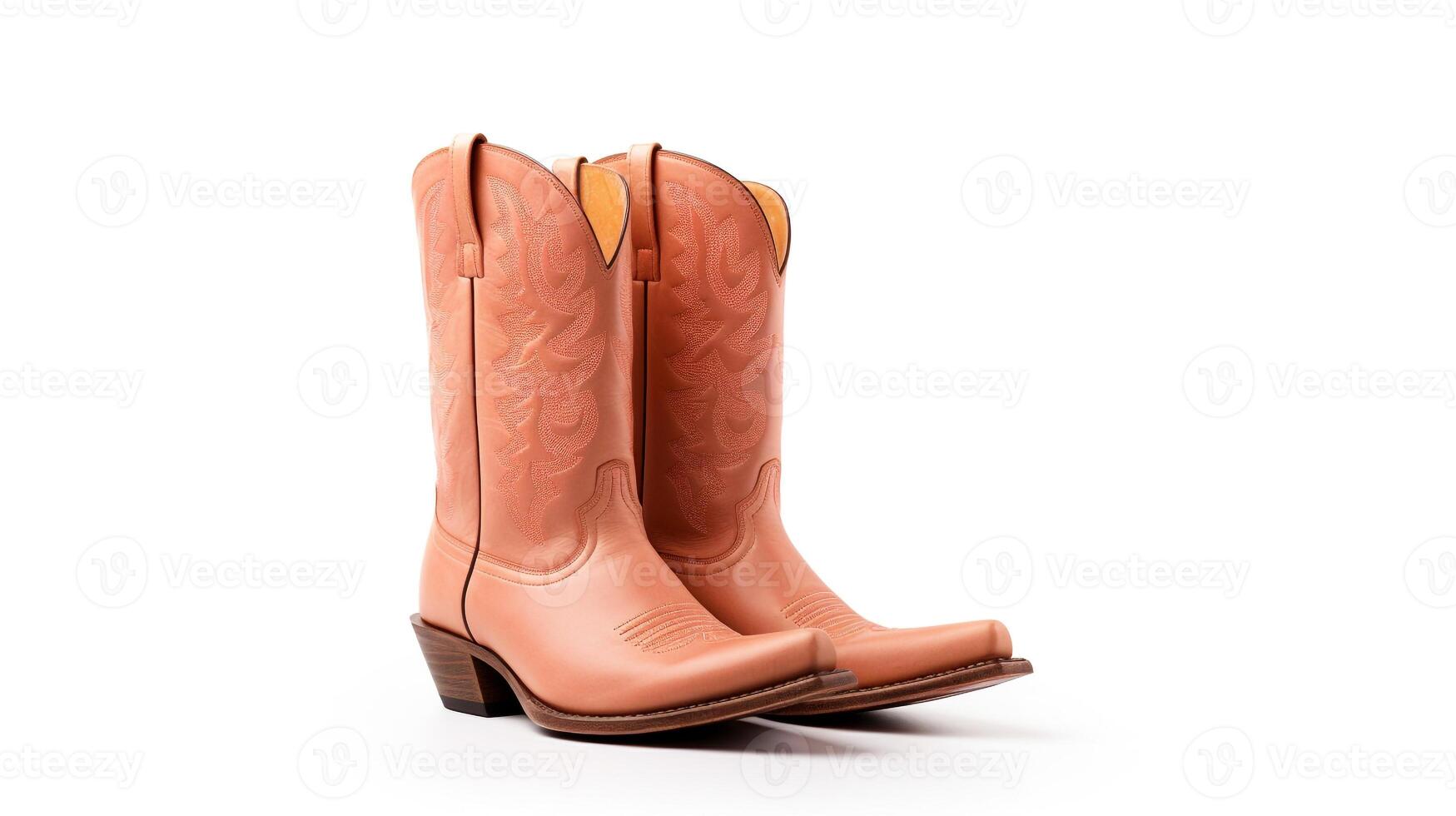 AI generated Peach Cowboy Boots isolated on white background with copy space for advertisement. Generative AI photo