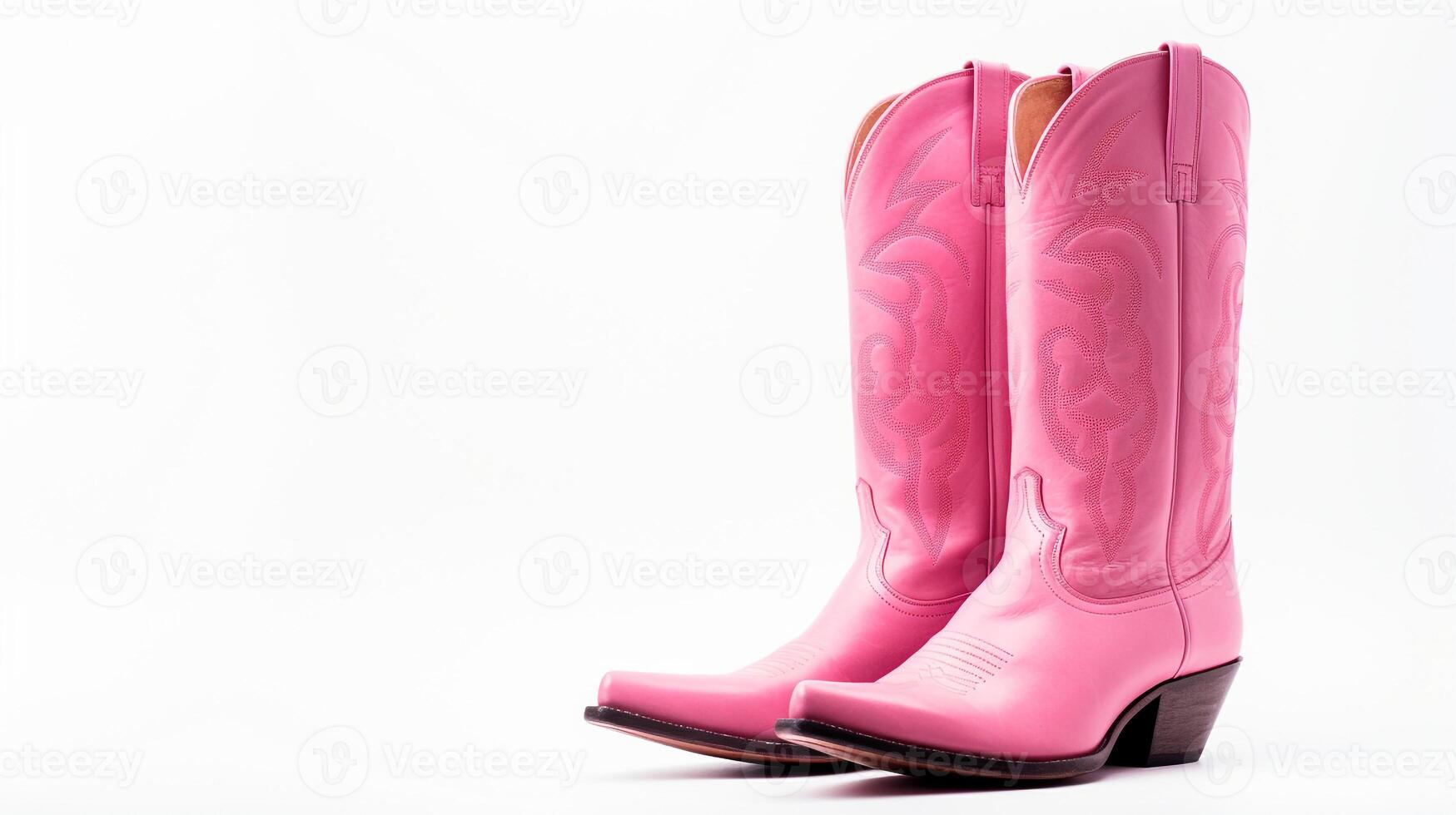 ai generado rosado vaquero botas aislado en blanco antecedentes con Copiar espacio para anuncio publicitario. generativo ai foto