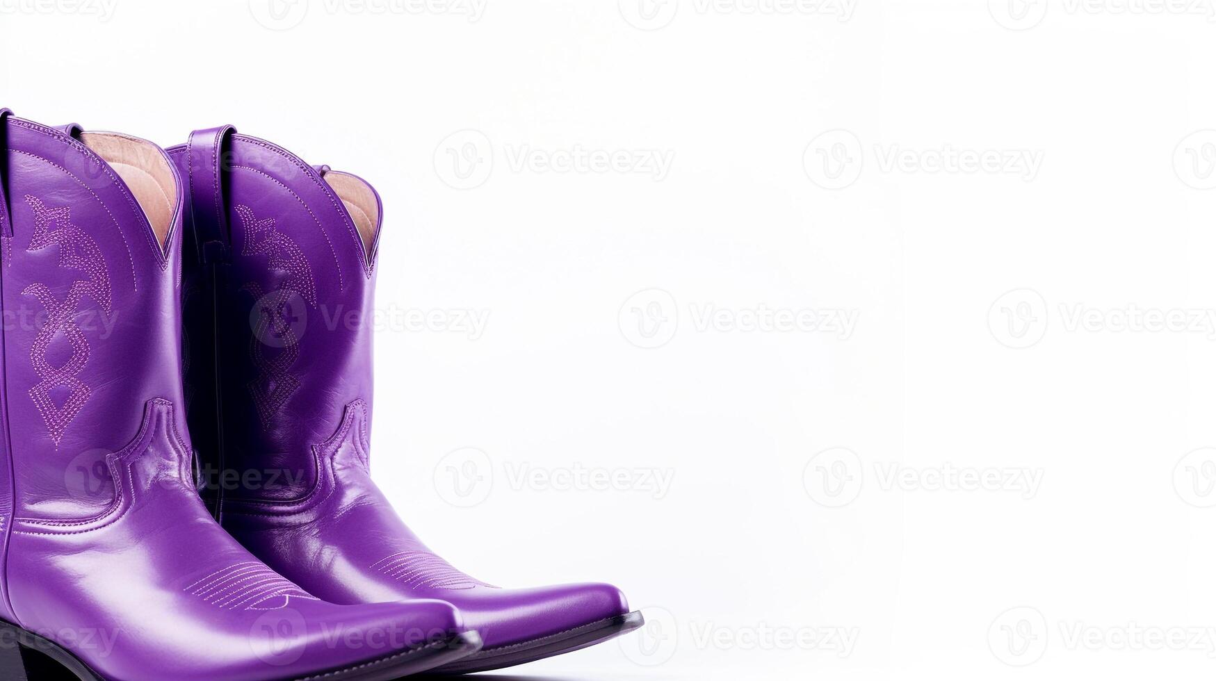 AI generated Purple Cowboy Boots isolated on white background with copy space for advertisement. Generative AI photo