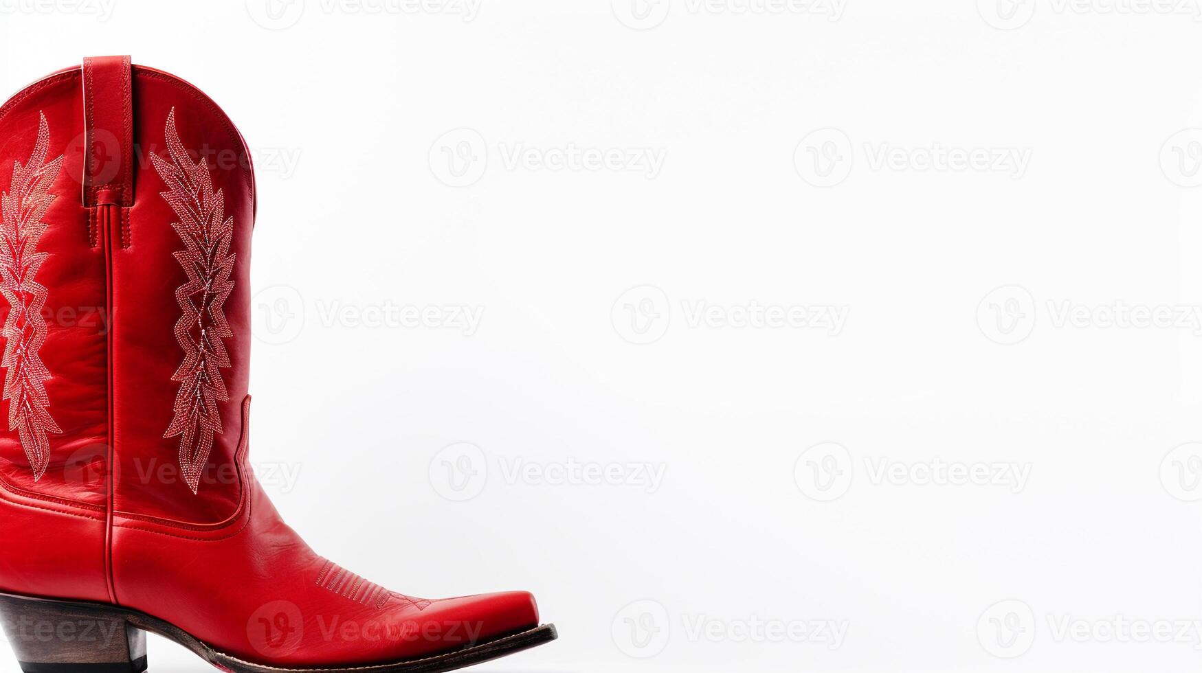 AI generated Red Cowboy Boots isolated on white background with copy space for advertisement. Generative AI photo