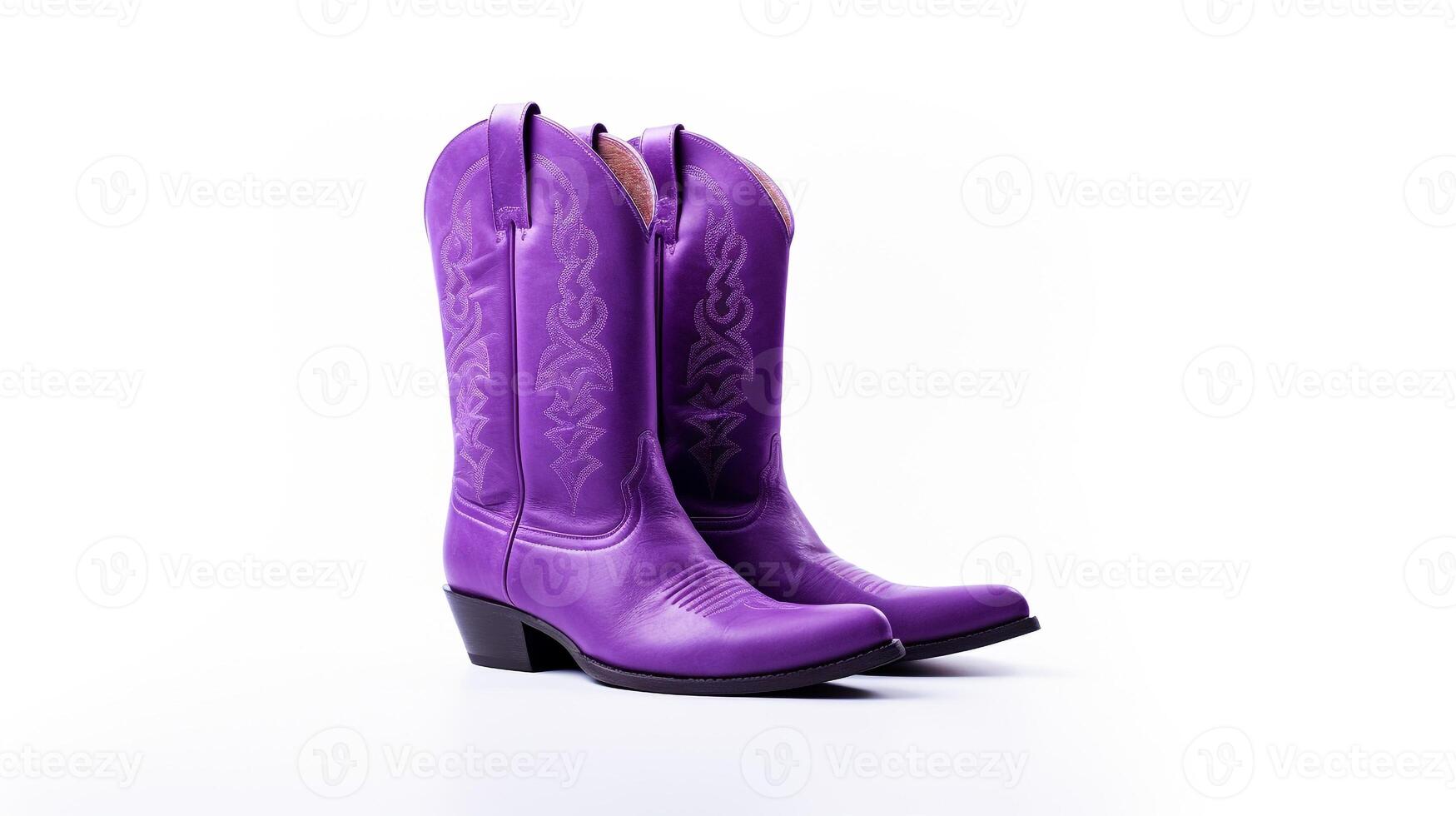 AI generated Violet Cowboy Boots isolated on white background with copy space for advertisement. Generative AI photo