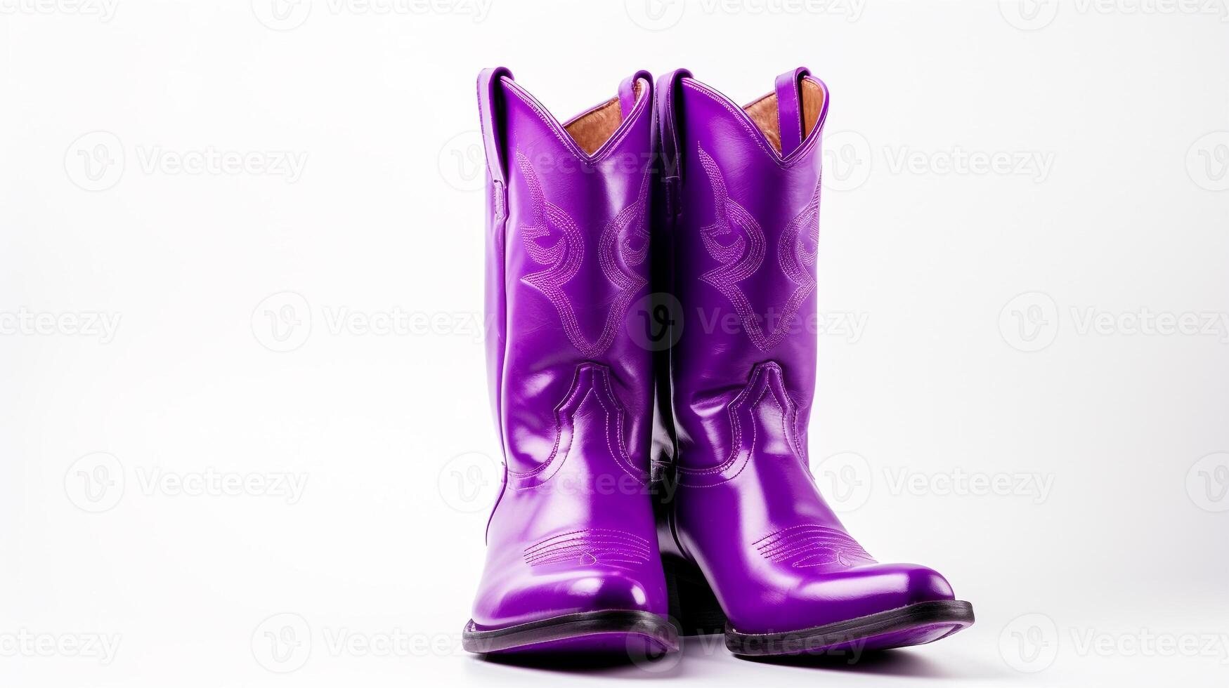 AI generated Violet Cowboy Boots isolated on white background with copy space for advertisement. Generative AI photo