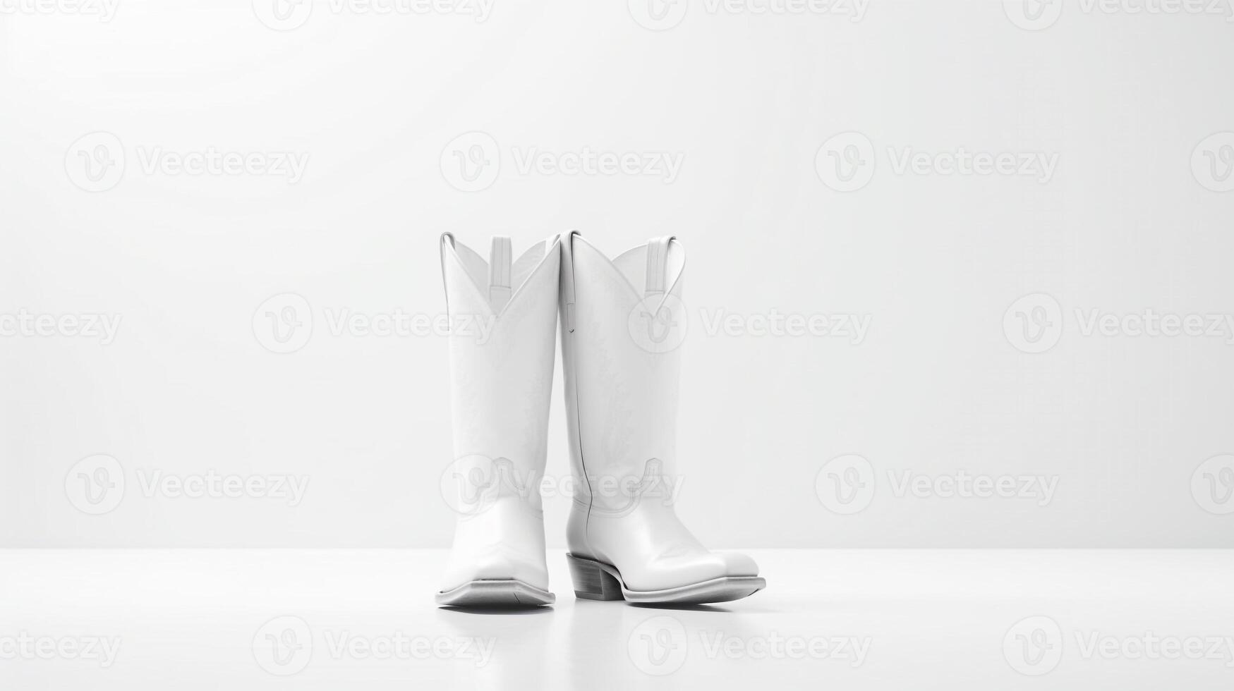AI generated White Cowboy Boots isolated on white background with copy space for advertisement. Generative AI photo
