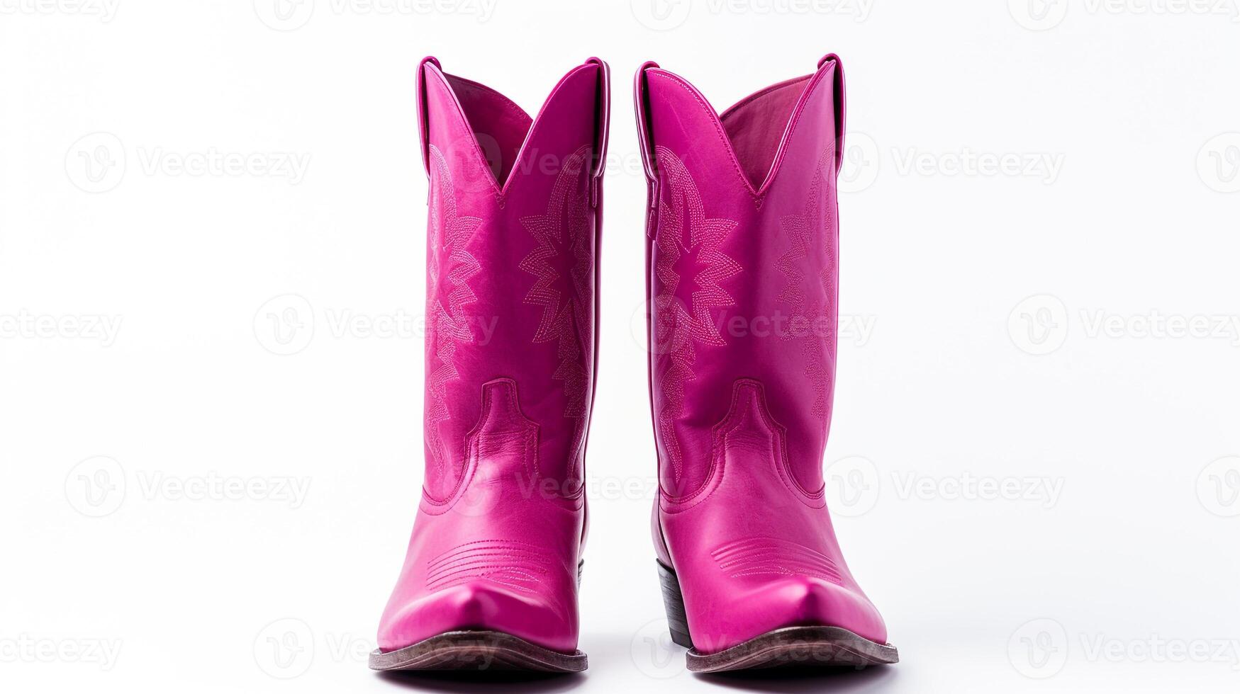 AI generated magenta Cowboy Boots isolated on white background with copy space for advertisement. Generative AI photo