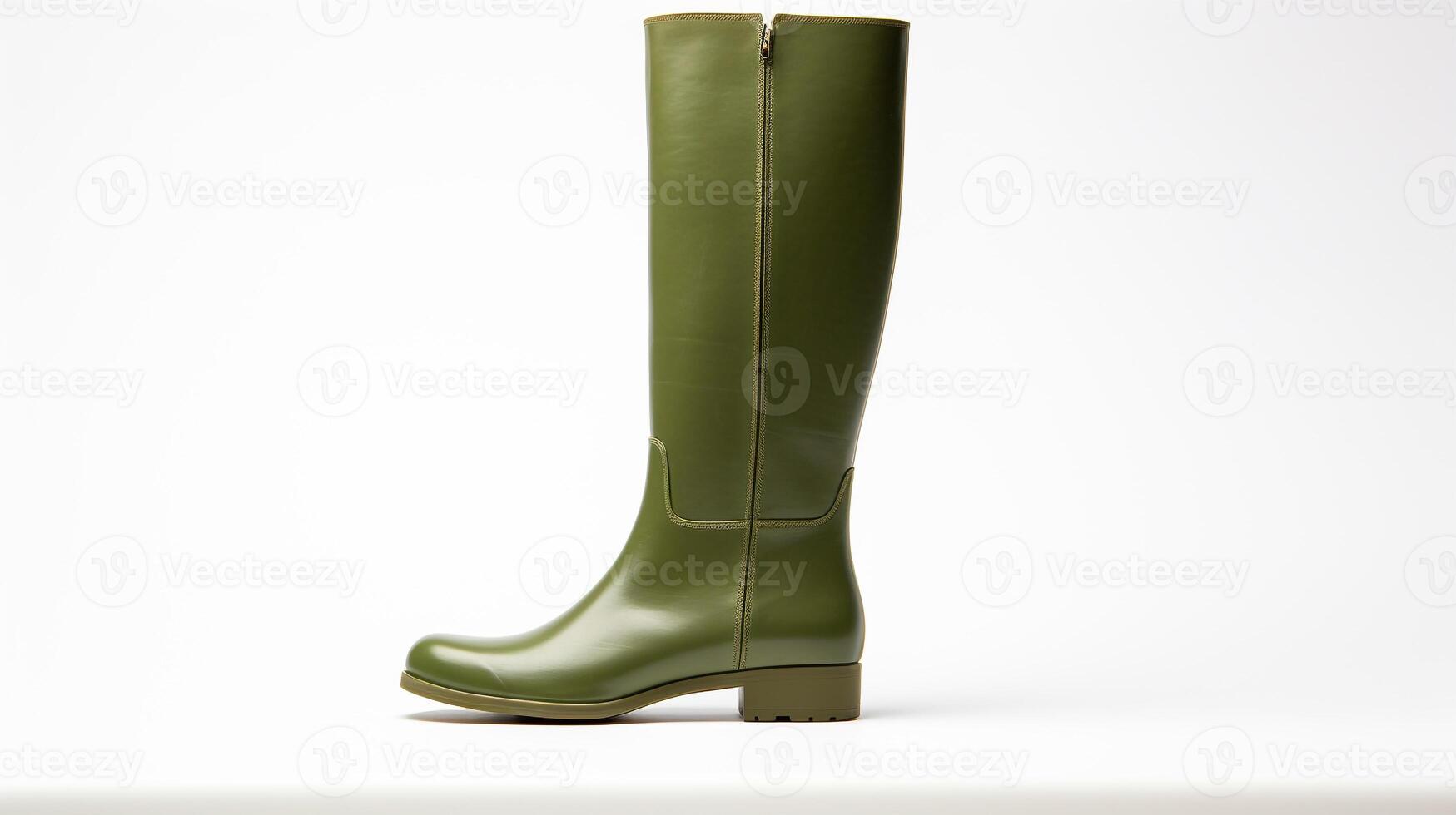 AI generated Olive Knee High Boots isolated on white background with copy space for advertisement. Generative AI photo