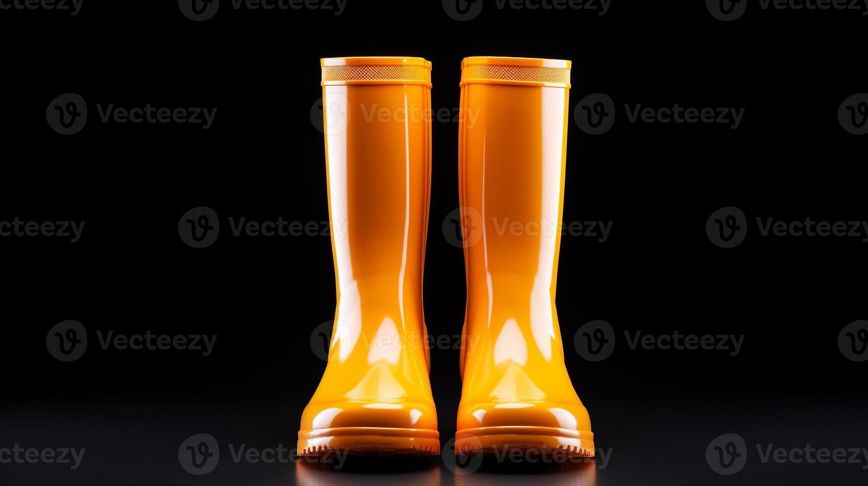 AI generated Amber Rain Boots isolated on white background with copy space for advertisement. Generative AI photo