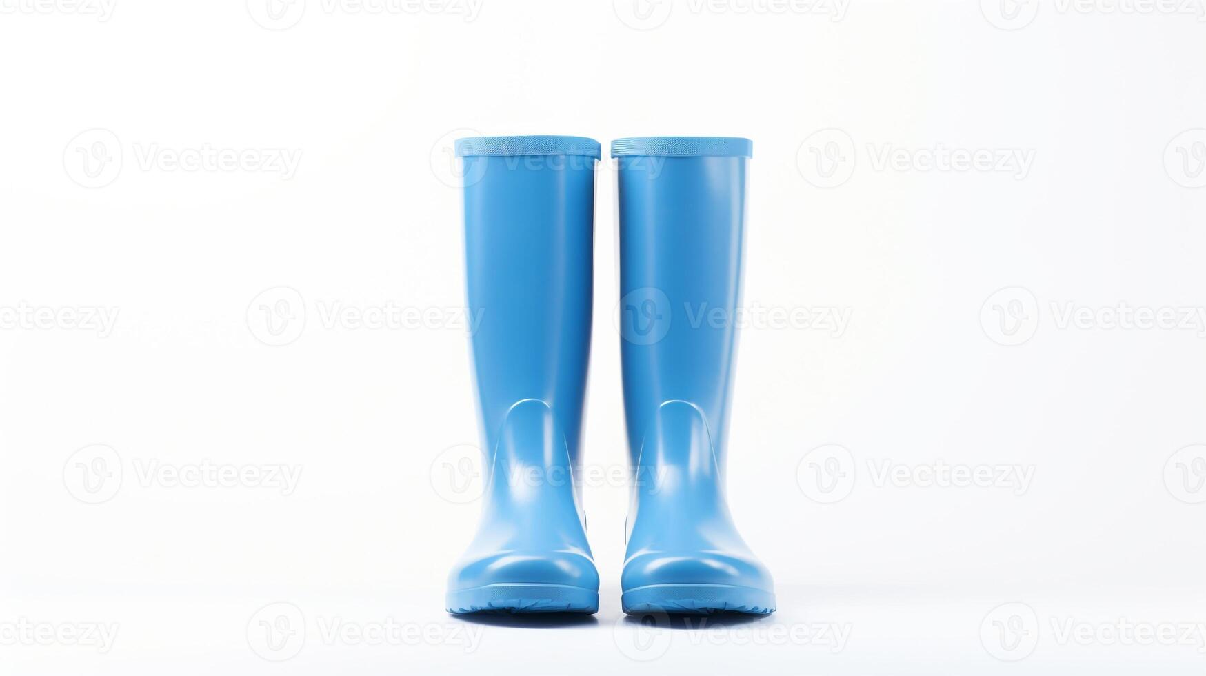 ai generado azul lluvia botas aislado en blanco antecedentes con Copiar espacio para anuncio publicitario. generativo ai foto