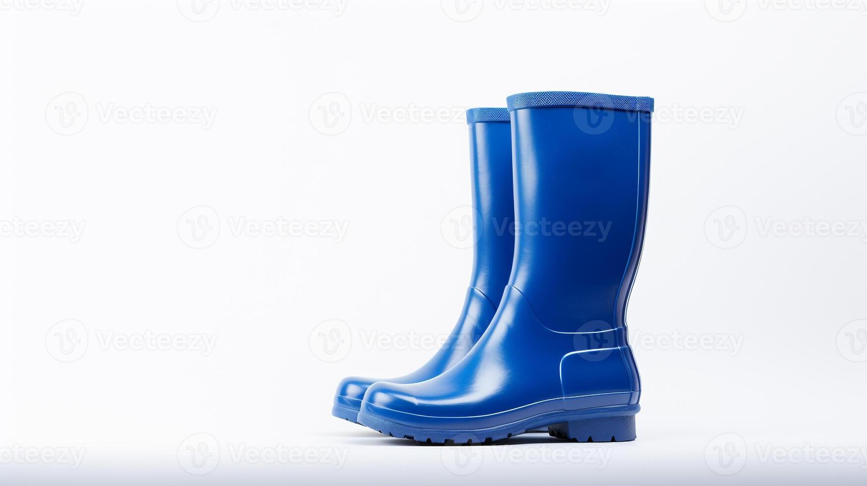 ai generado azul lluvia botas aislado en blanco antecedentes con Copiar espacio para anuncio publicitario. generativo ai foto