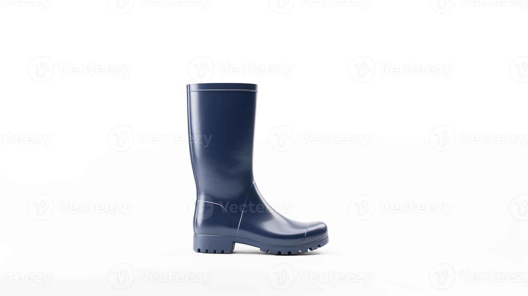 AI generated Indigo Rain Boots isolated on white background with copy space for advertisement. Generative AI photo